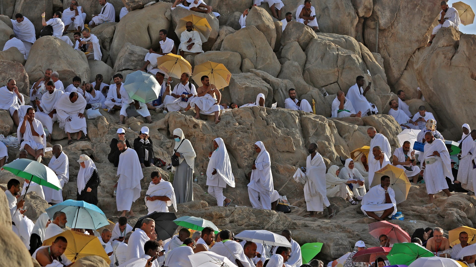 Image for the title: Pilgrims flock to holy site of Arafat 