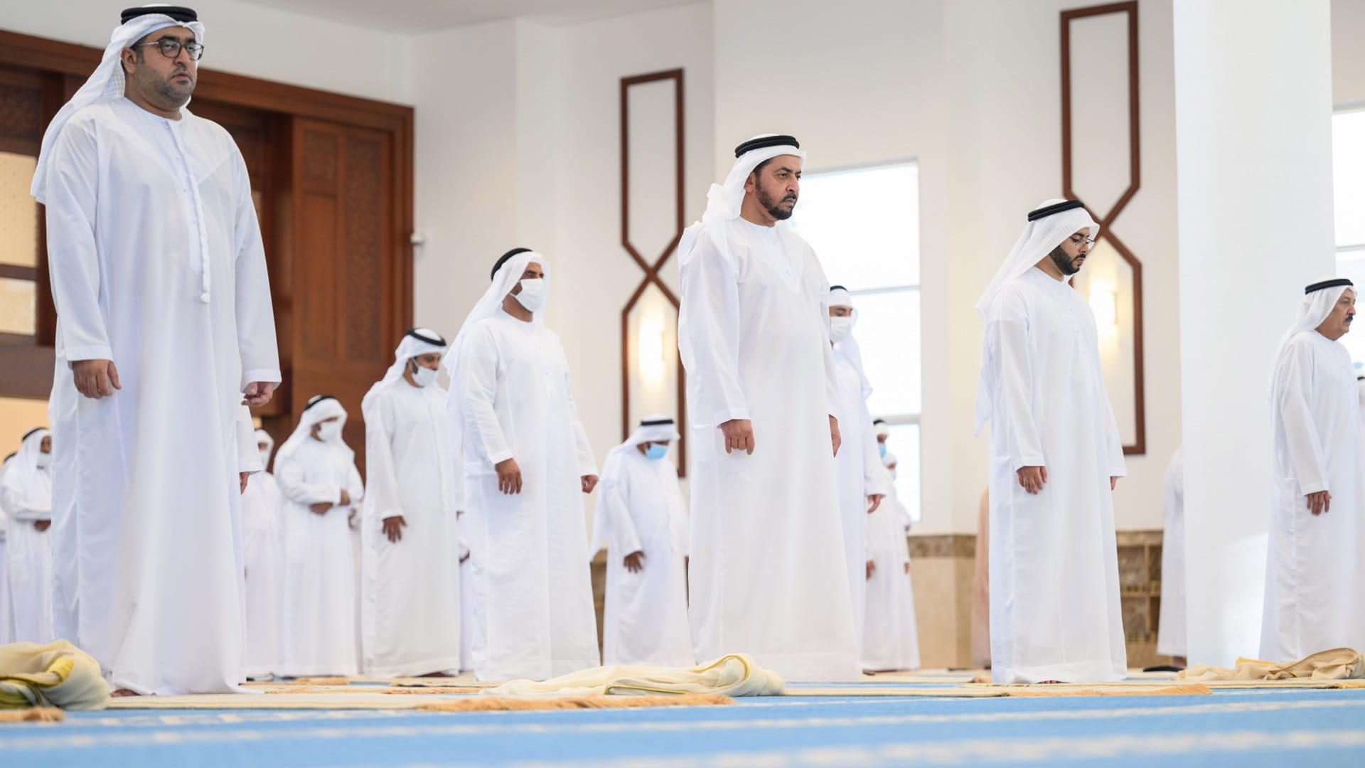 Image for the title: Hamdan bin Zayed performs Eid Al Adha prayer at Mughira Mosque 