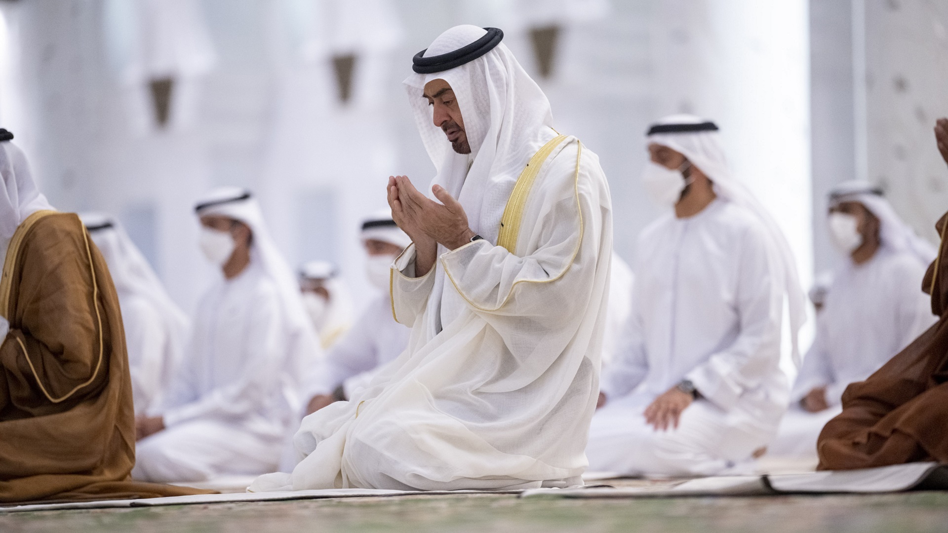 Image for the title: UAE Pres. performs Eid Al Adha prayer at Sheikh Zayed Grand Mosque 