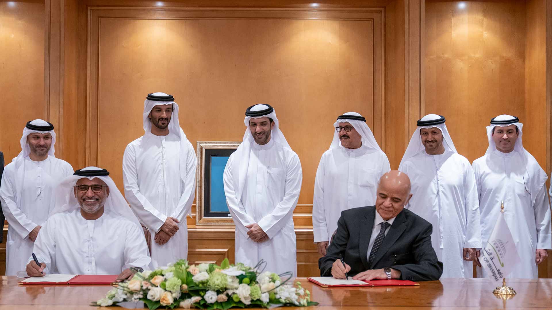 Image for the title: Sultan bin Ahmed witnesses signing agreement in name of GACA 