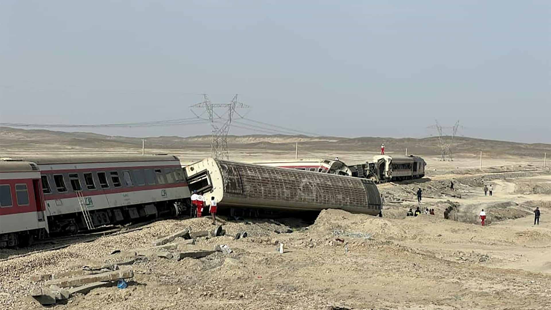 Image for the title: At least 17 killed in train derailment in central Iran 