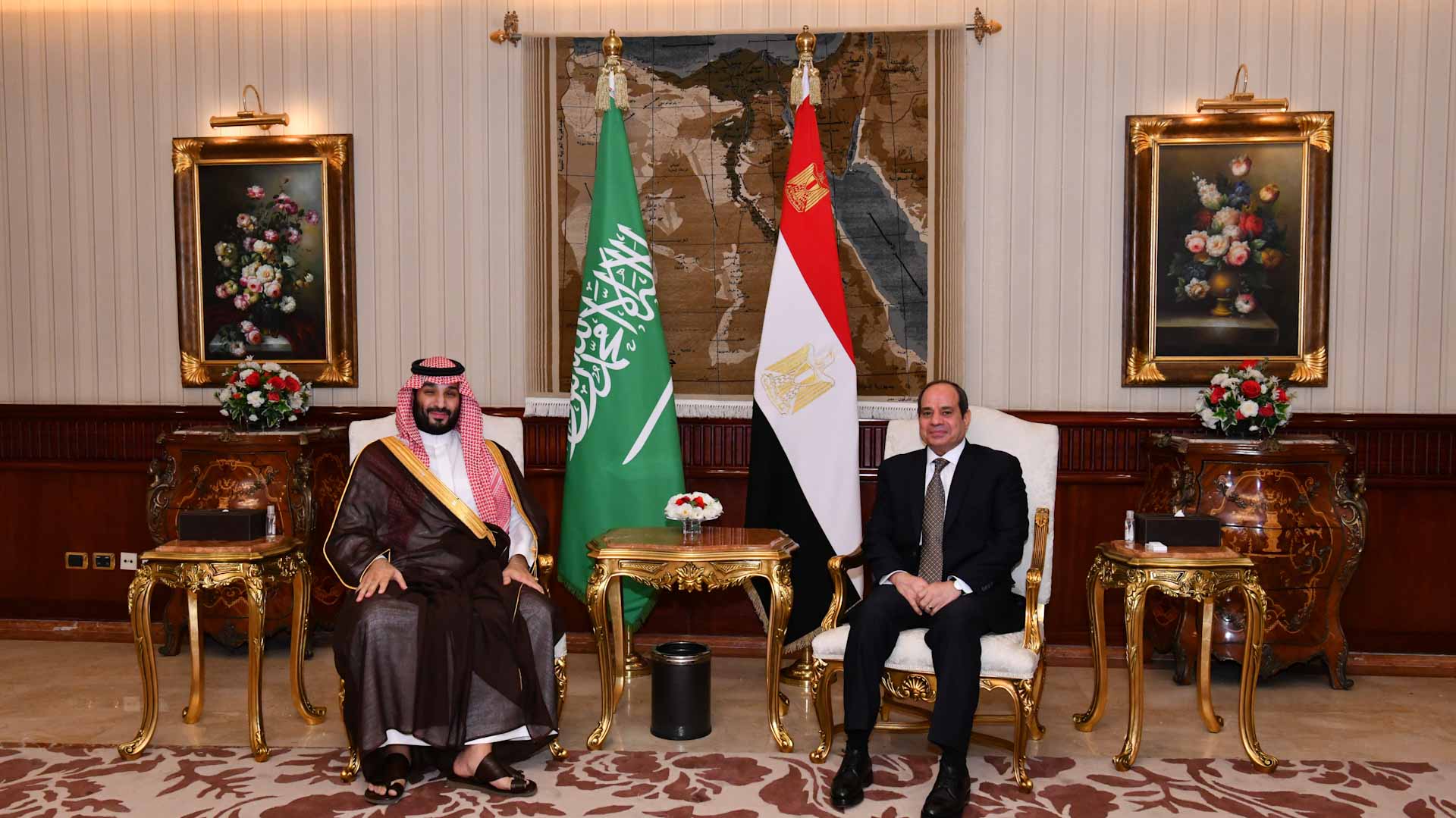 Image for the title: Egypt’s President receives Saudi Crown Prince at Cairo Airport 