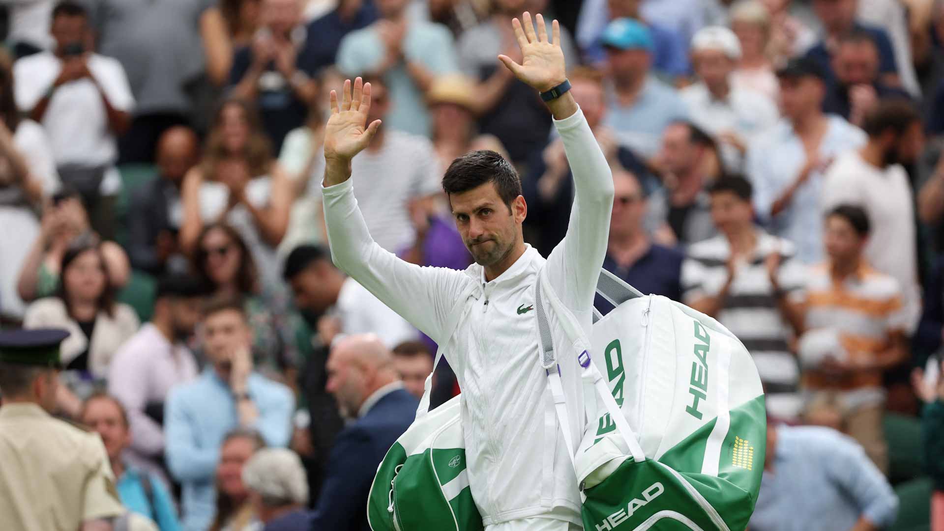 Image for the title: Djokovic racks up 80th Wimbledon win as Alcaraz fights back 