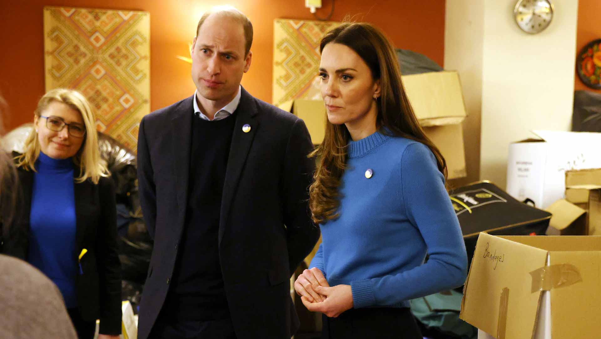 Image for the title: Prince William, Kate visit centre gathering donations for Ukraine 