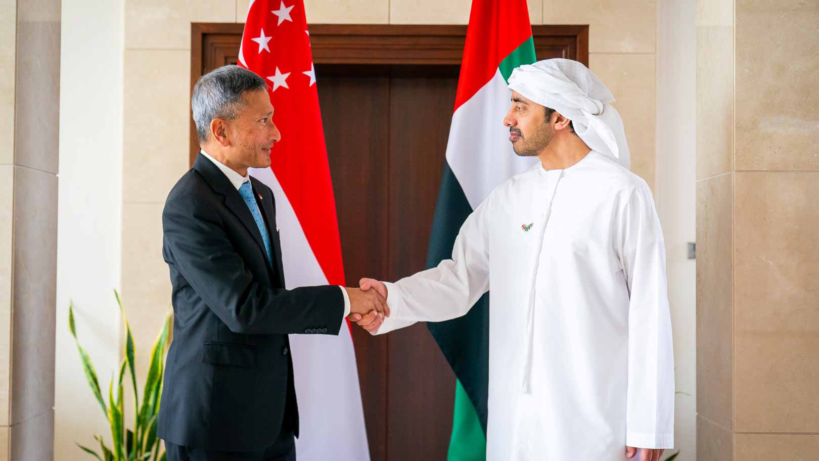 Image for the title: Abdullah bin Zayed receives Singapore's FM 