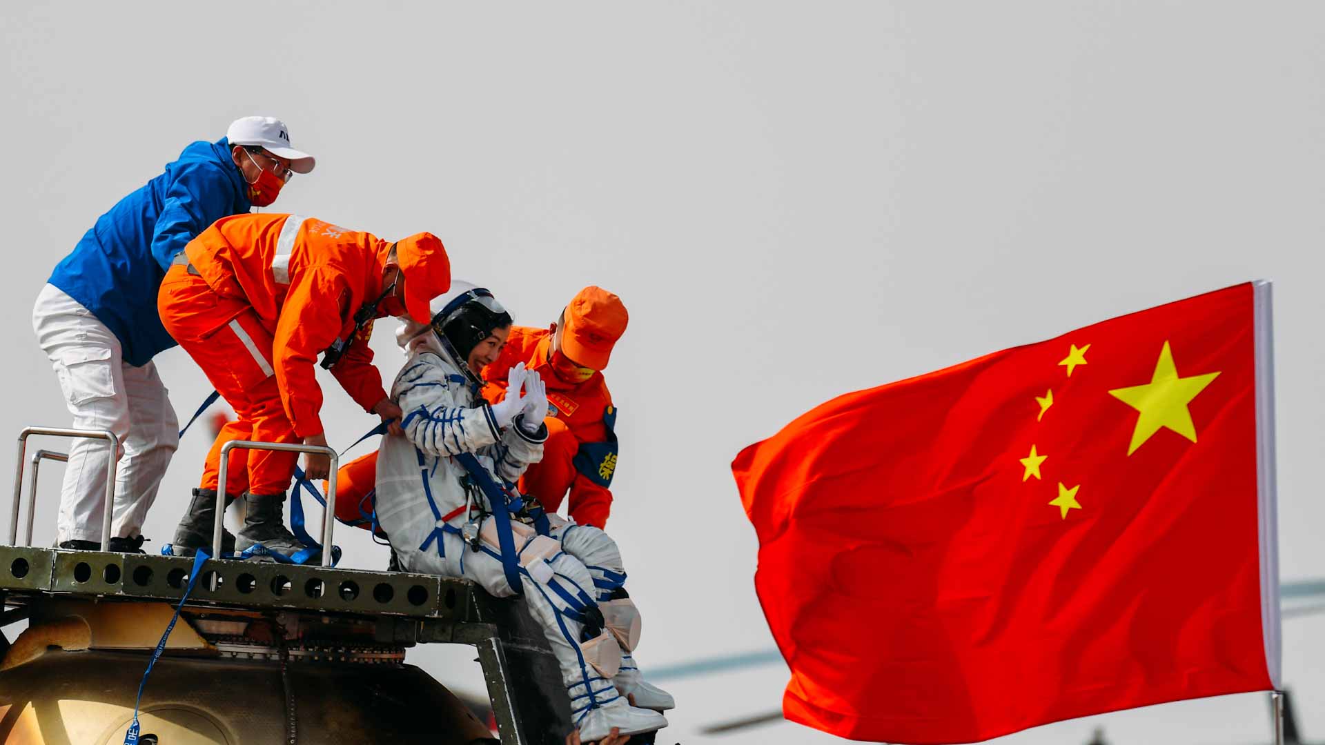 Image for the title: Chinese unmanned cargo spacecraft docks with space station module 