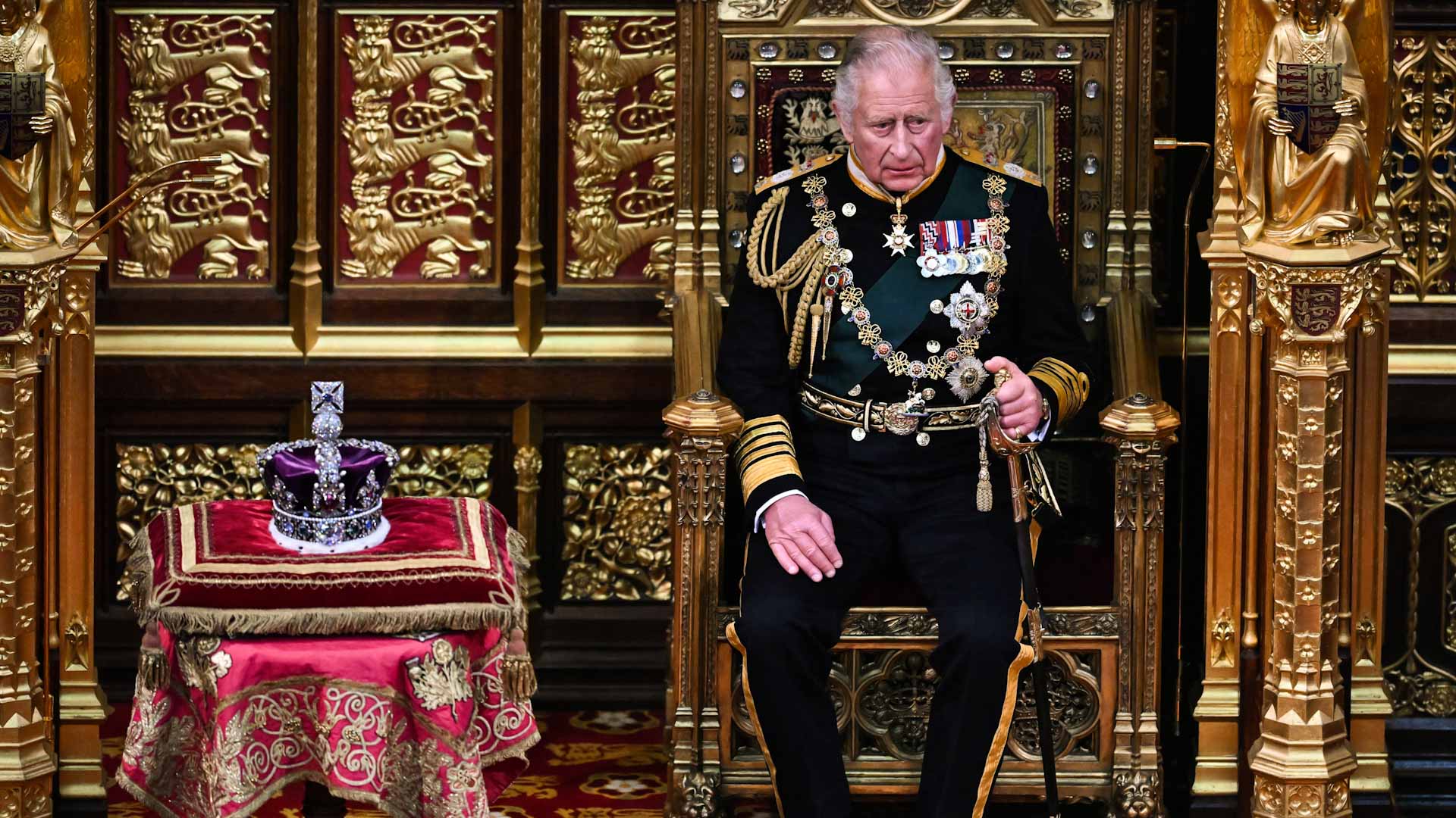 Image for the title: Queen misses UK parliament opening for first time since 1963 