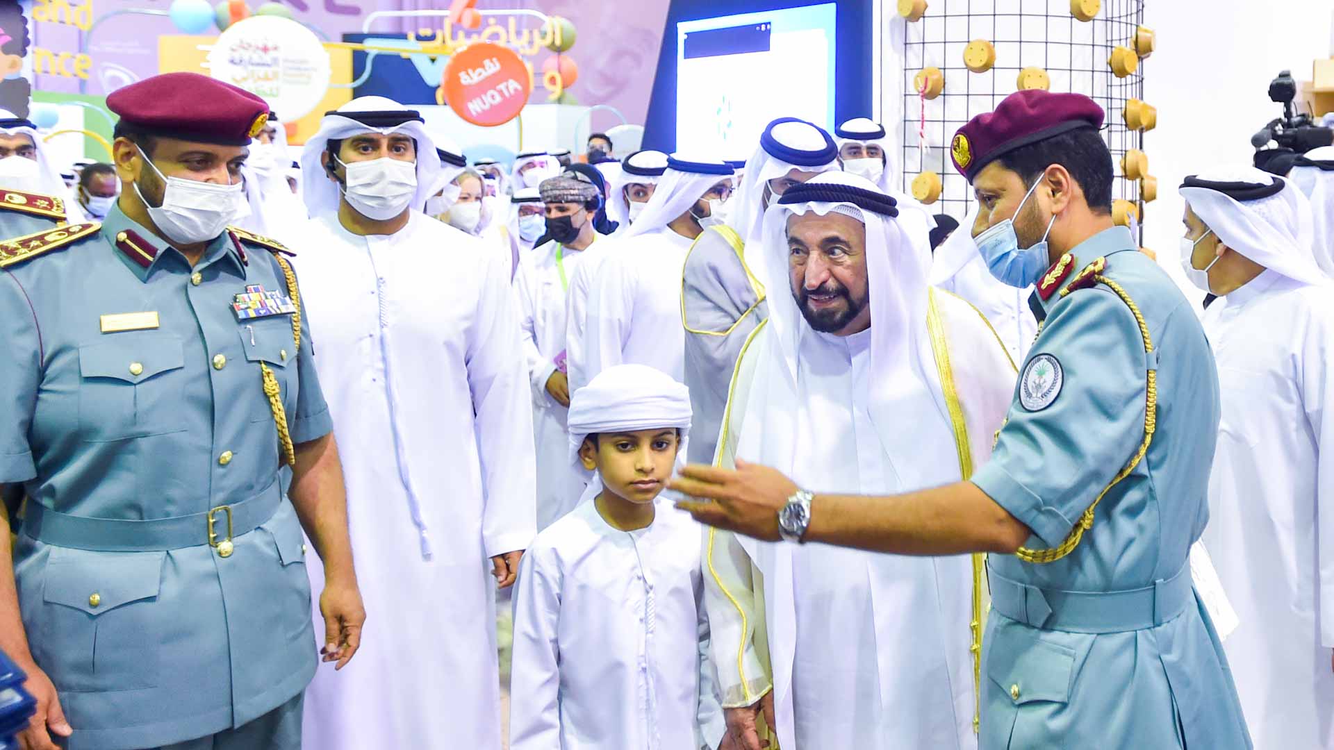 Image for the title: Sharjah Ruler visits Sharjah police’s pavilion at SCRF 