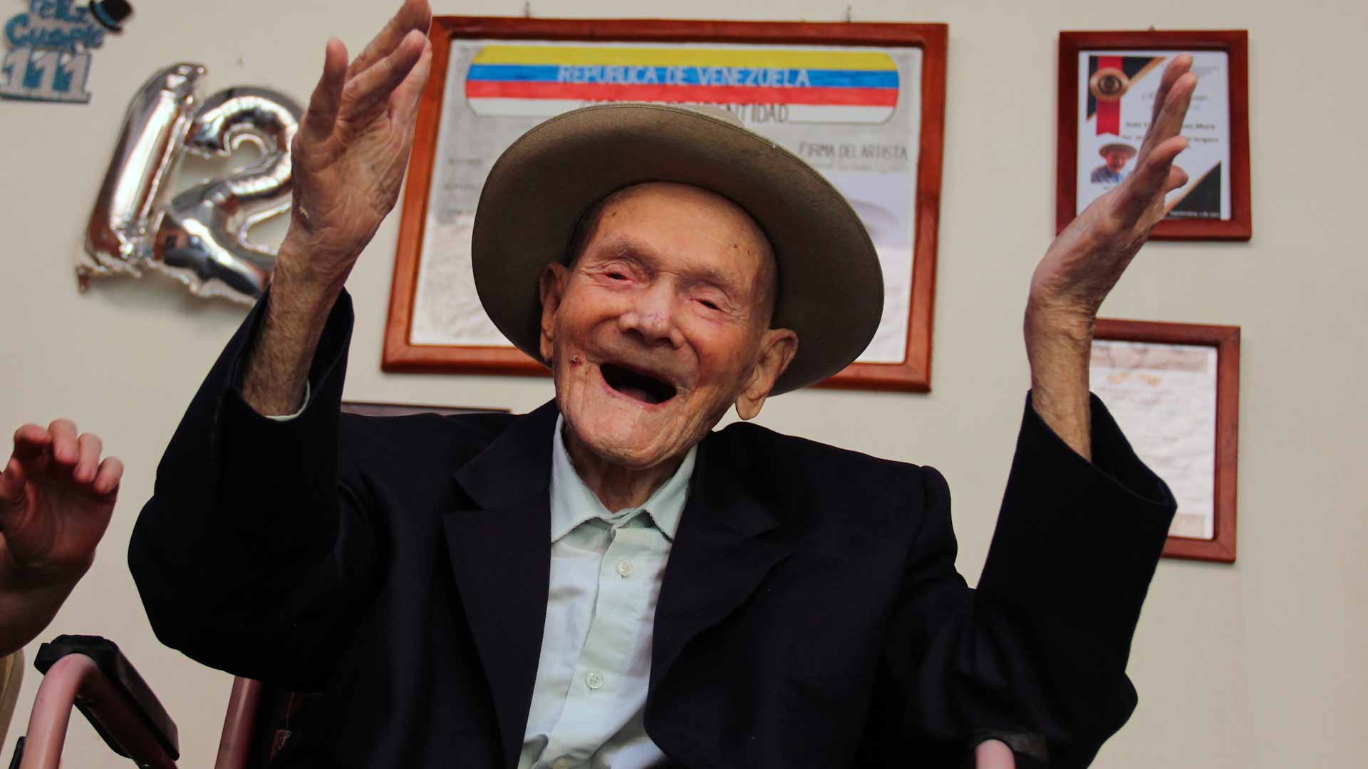 Image for the title: Venezuelan becomes oldest living man 