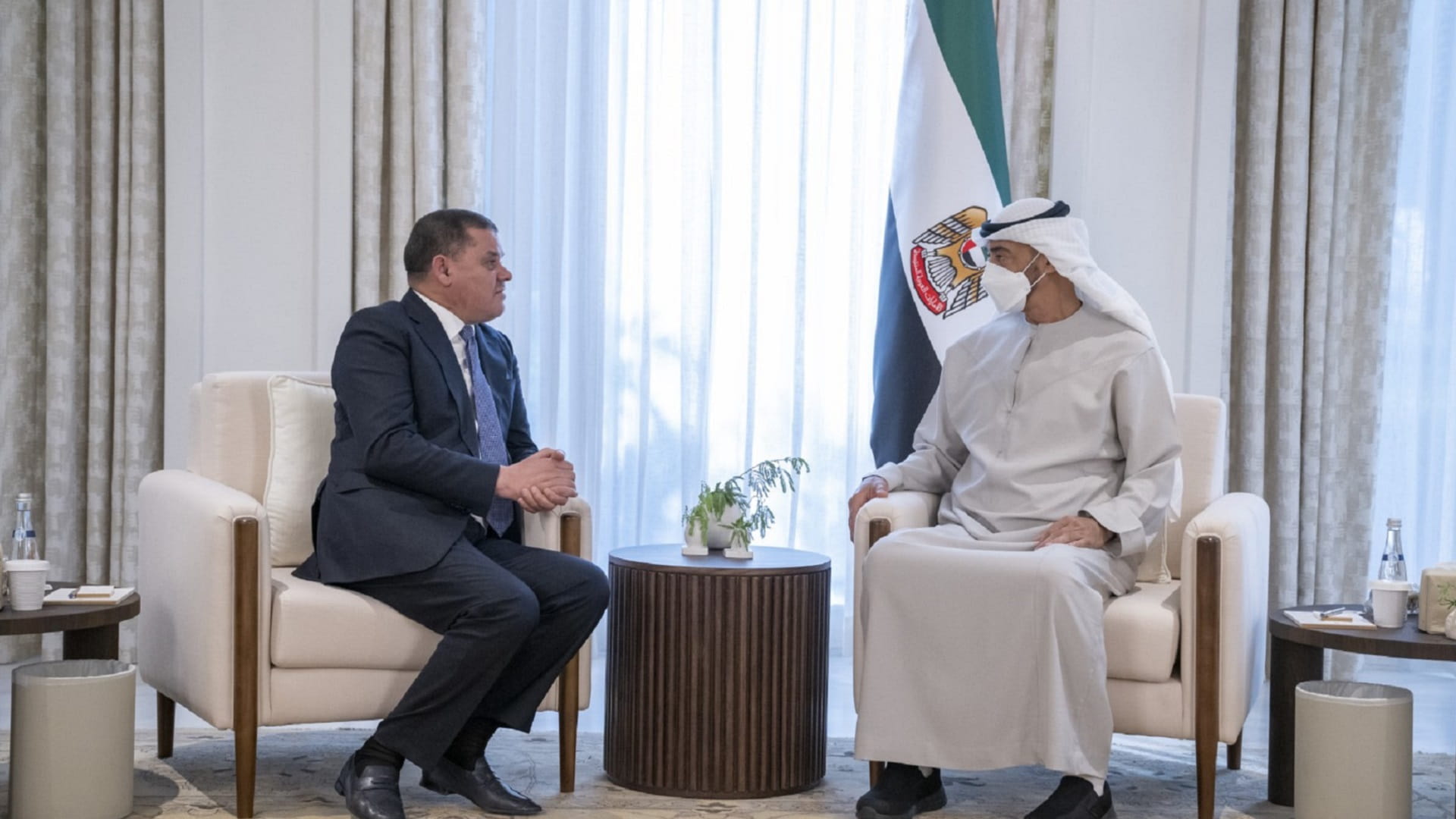 Image for the title: UAE President receives condolences of Abdul Hamid al-Dabaiba 