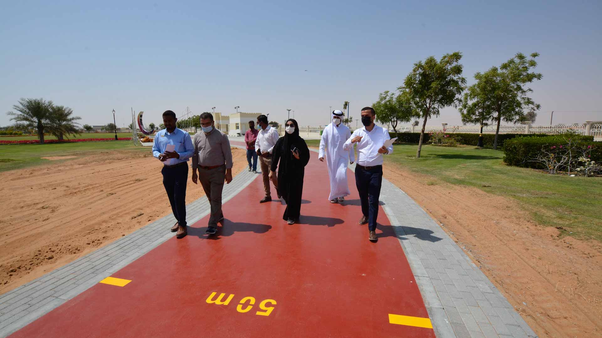 Image for the title: SDPW completes  rubber walkway in Al Madam Public Park 