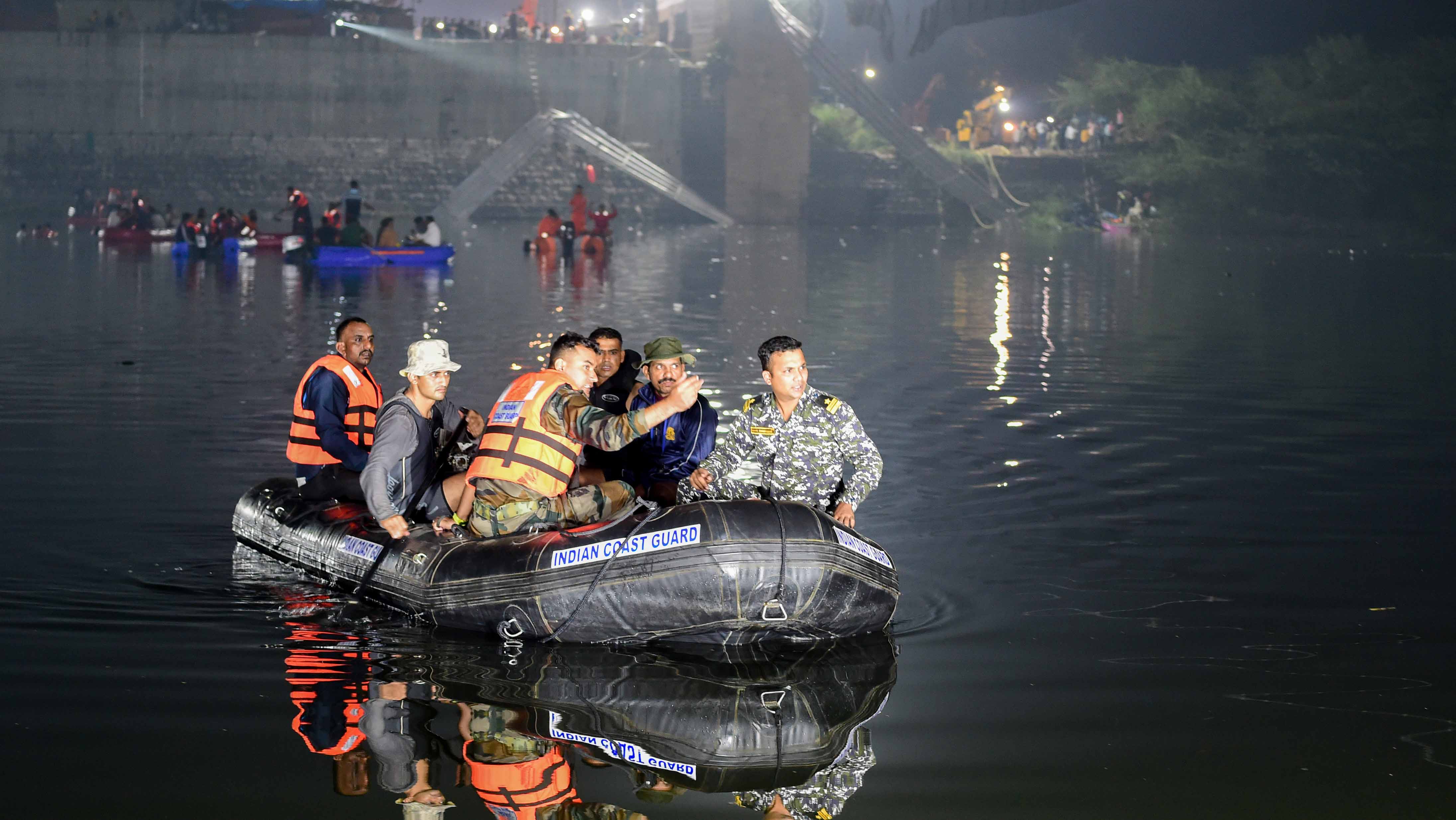 Image for the title: Police arrest 9 over Indian bridge collapse 