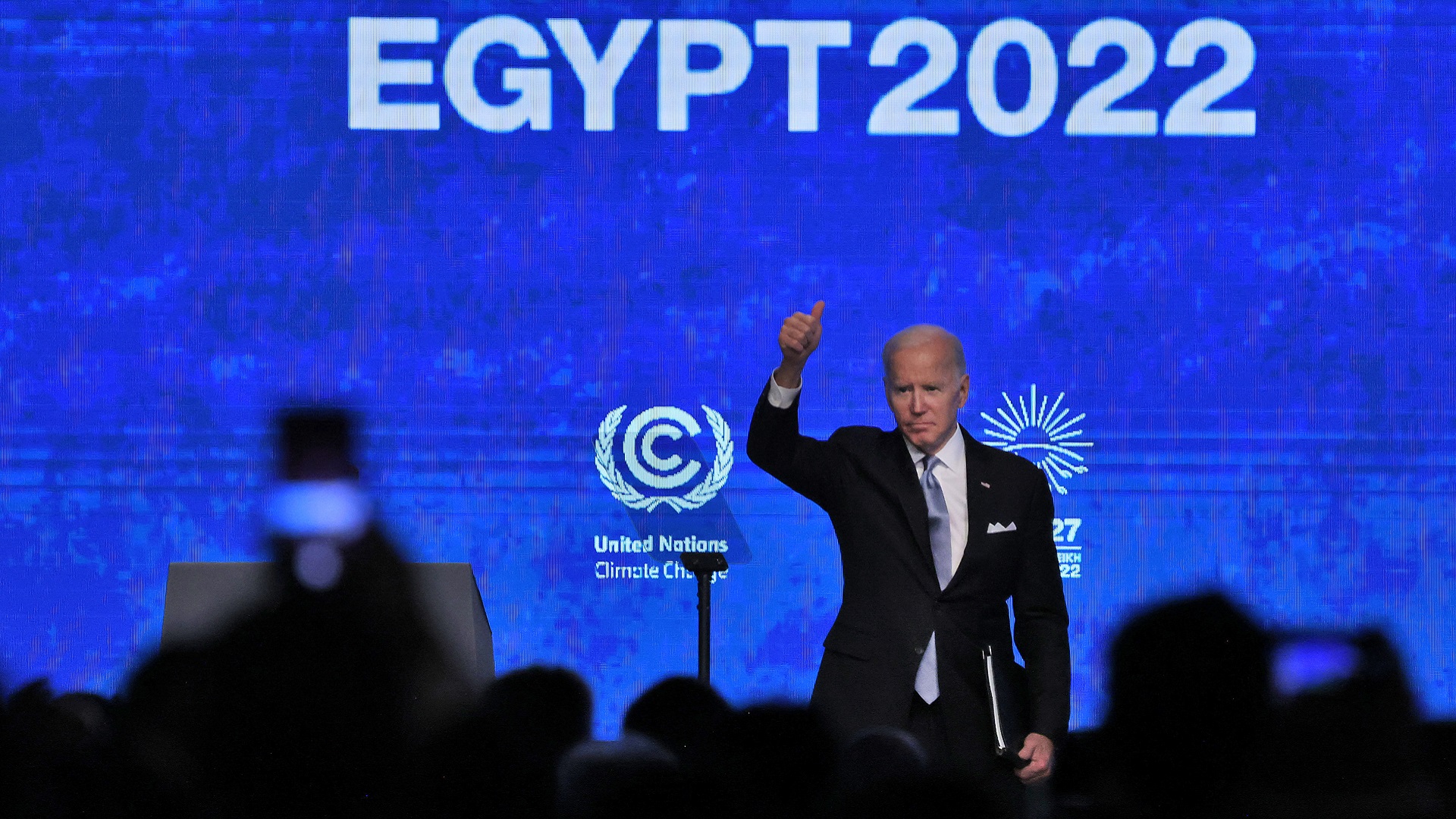 Image for the title: Biden urges world to 'step up' climate fight at COP27 