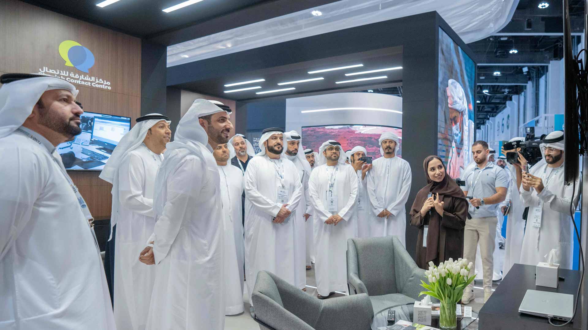 Image for the title: Sultan bin Ahmed visits Global Media Congress 