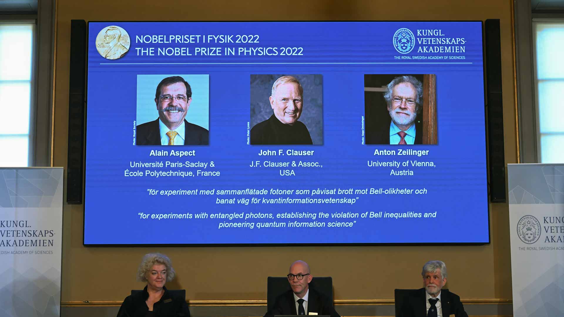 Image for the title: Trio win physics Nobel for quantum mechanics work 