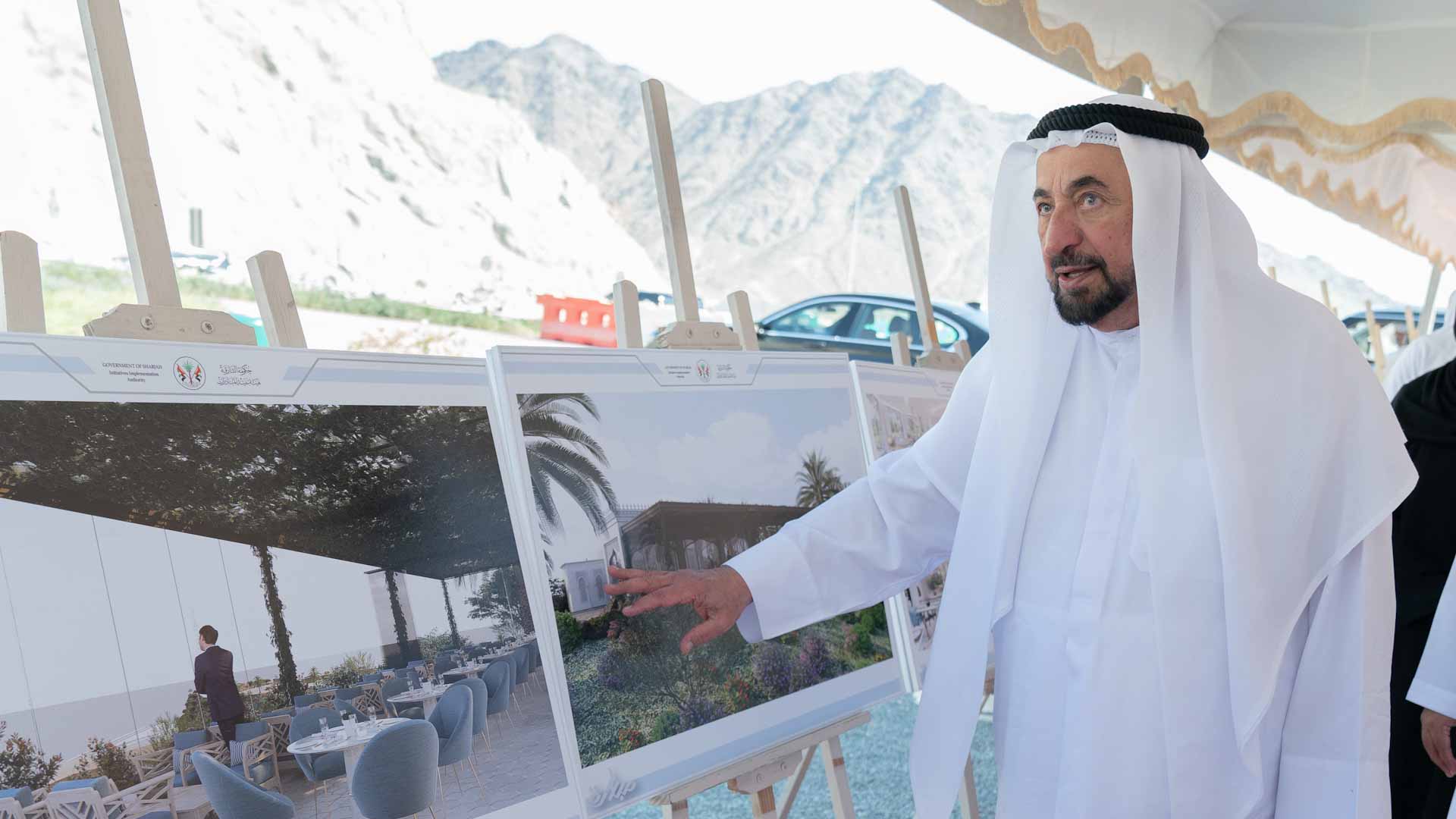 Image for the title: Sharjah Ruler inspects progress of 'Hanging Gardens' project 