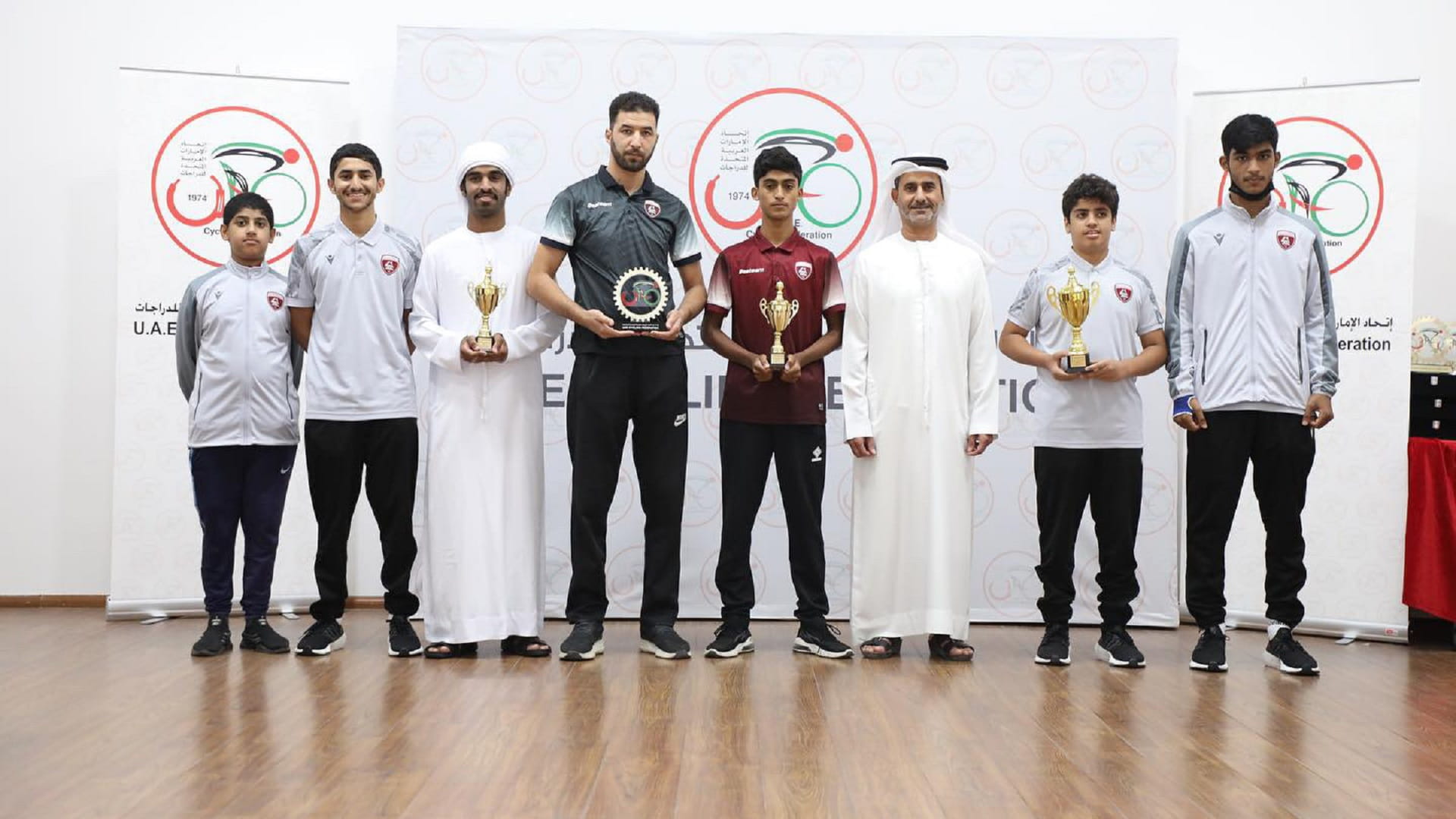 Image for the title: UAE Cycling Federation honours Al Hamriyah Club team 