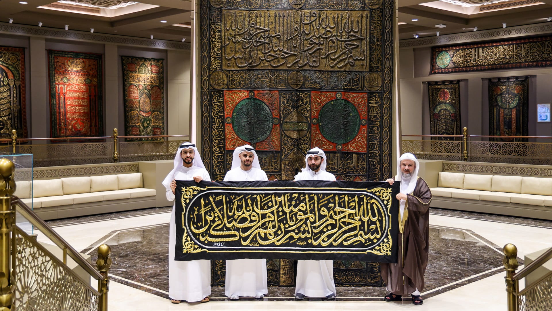 Image for the title: Sharjah Ruler gifts the HQA with a rare Kaaba’s Kiswah 