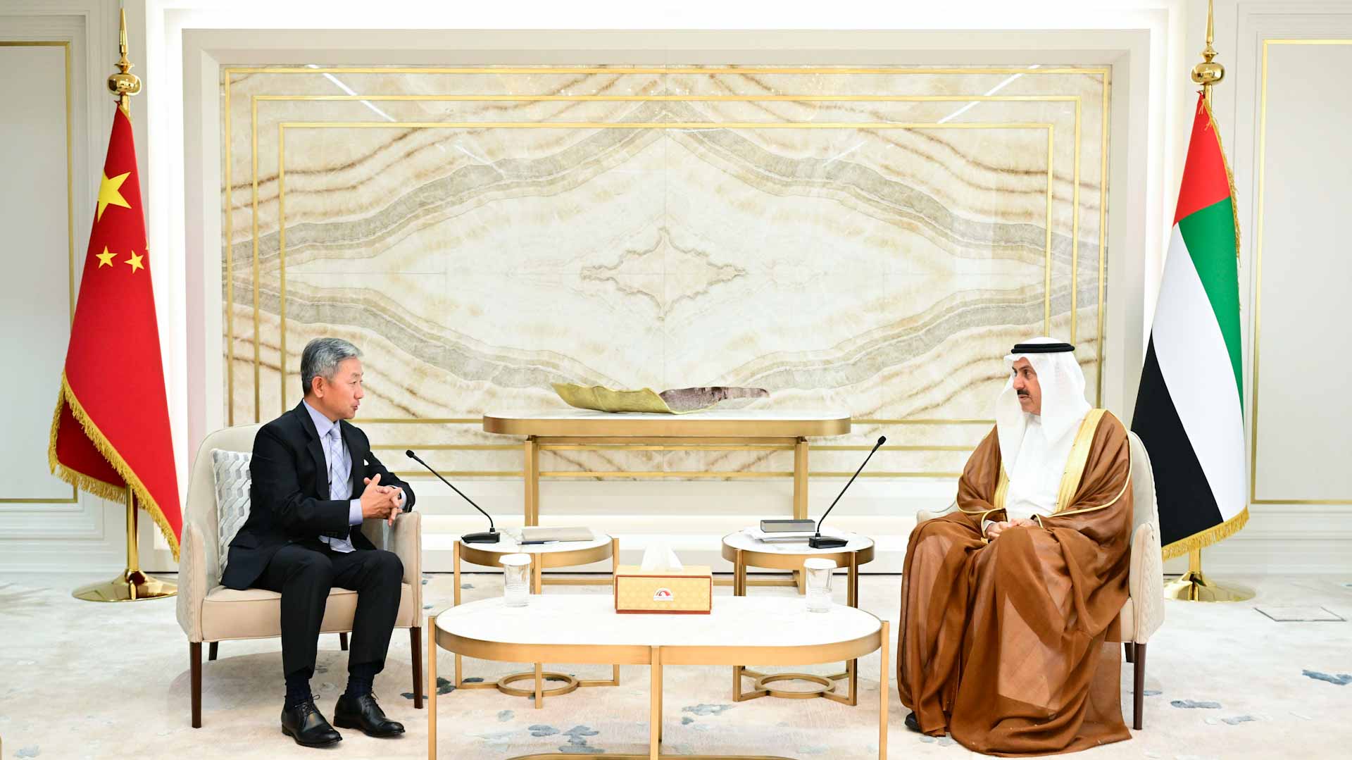 Image for the title: Saqr Ghobash, Chinese Ambassador, discuss bilateral ties 