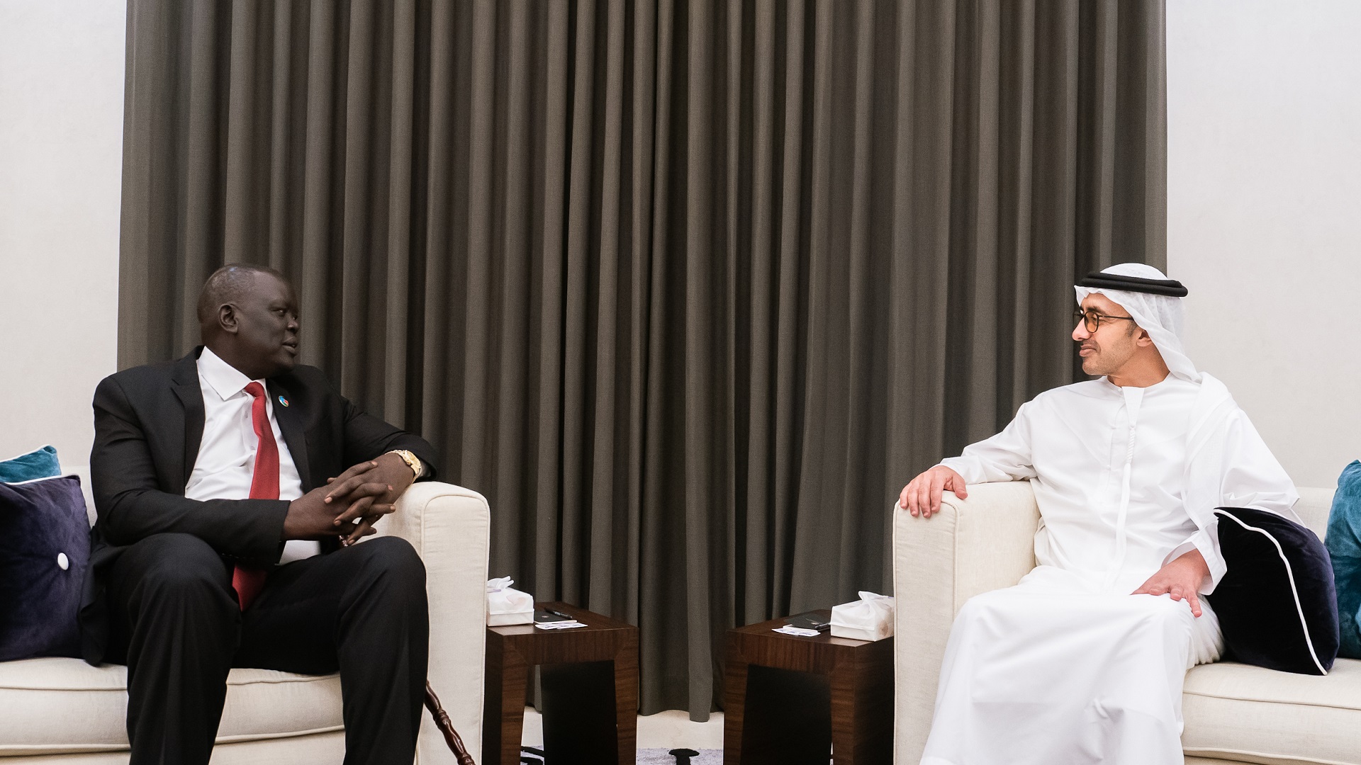 Image for the title: Abdullah bin Zayed, Deng Dau review bilateral relations 