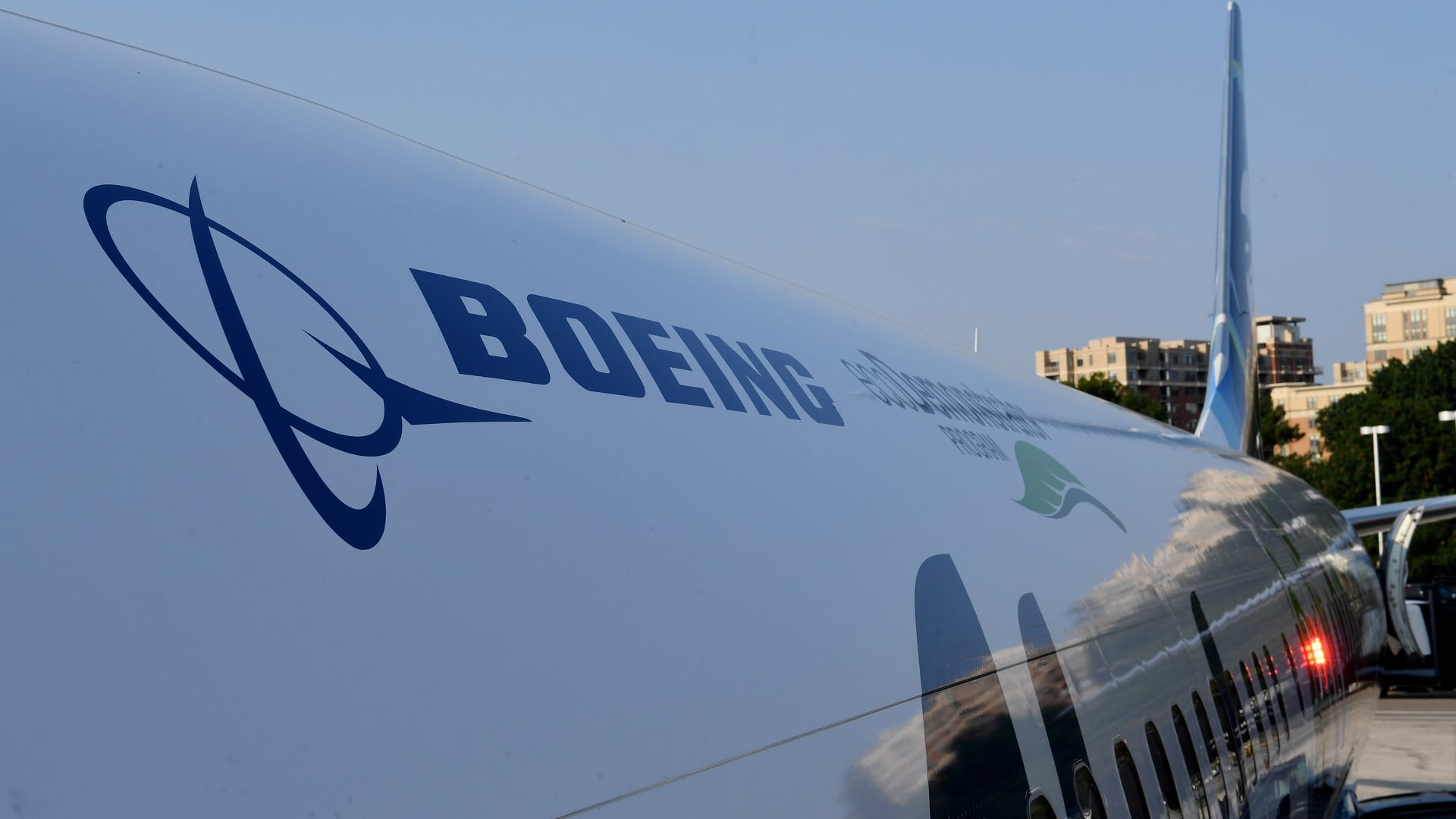 Image for the title: Boeing shares tumble as parts issue halts deliveries of 737 MAXs 