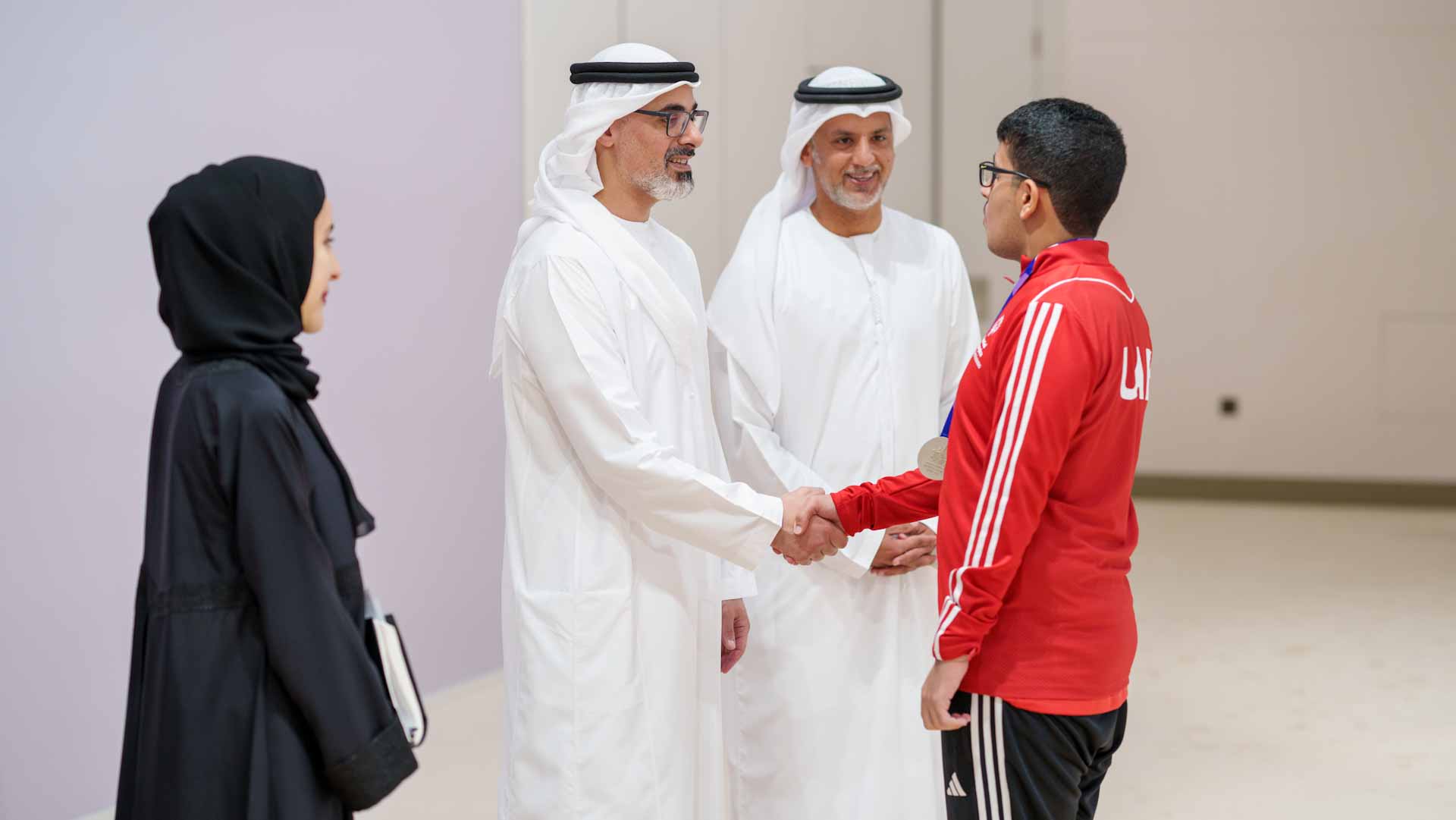 Image for the title: Khaled bin Mohamed receives Special Olympics UAE delegation 