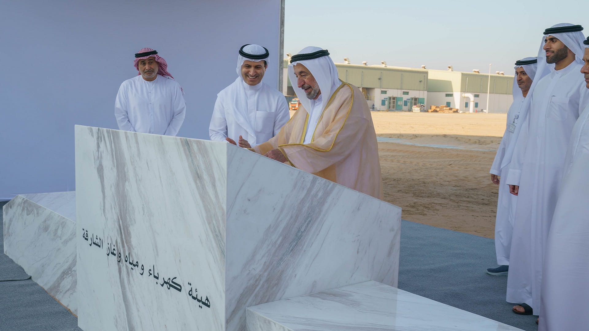 Image for the title: Sharjah Ruler lays Al Hamriyah desalination plant first brick 