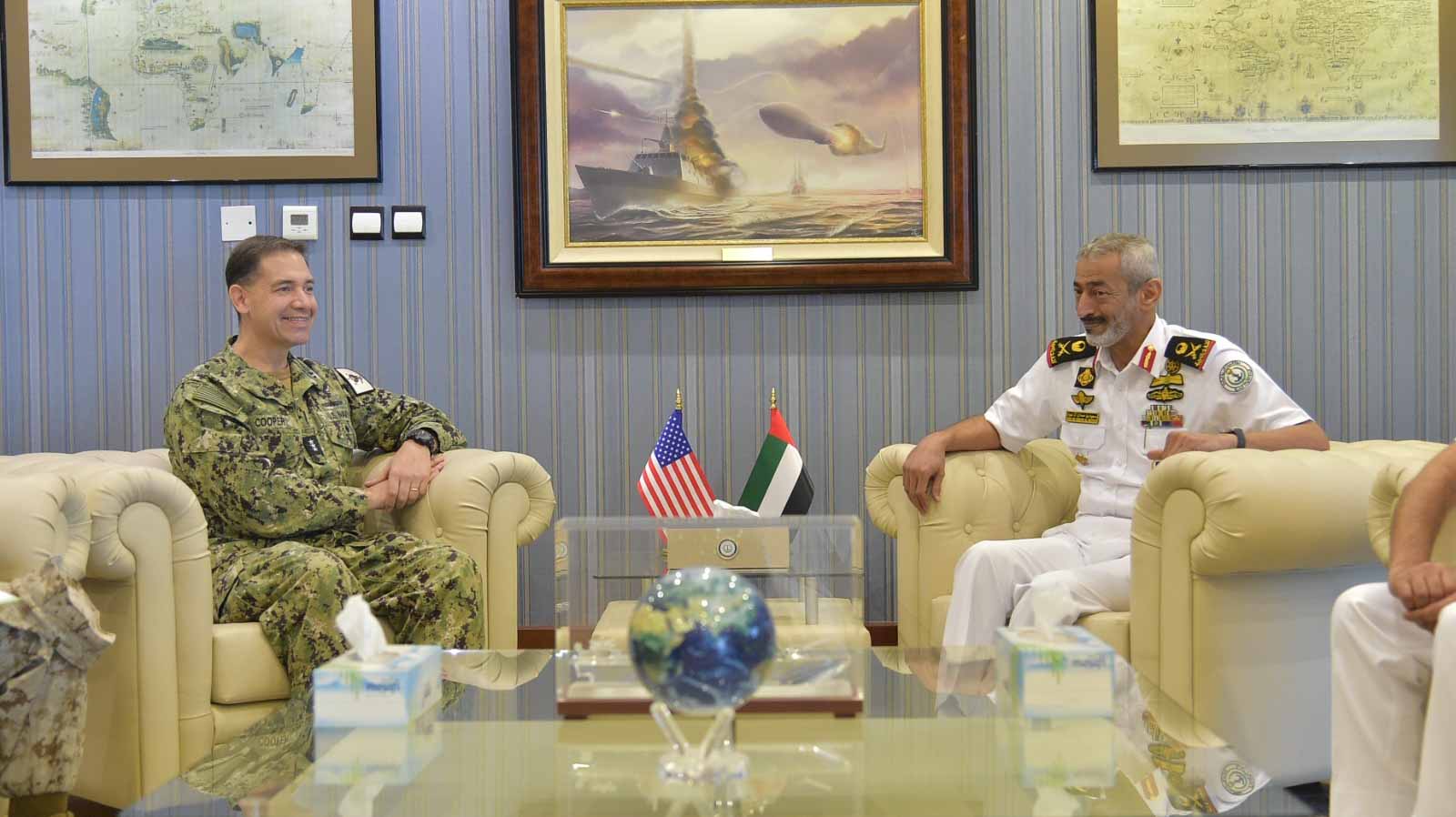 Image for the title: UAE Naval Forces Commander receives US counterpart 