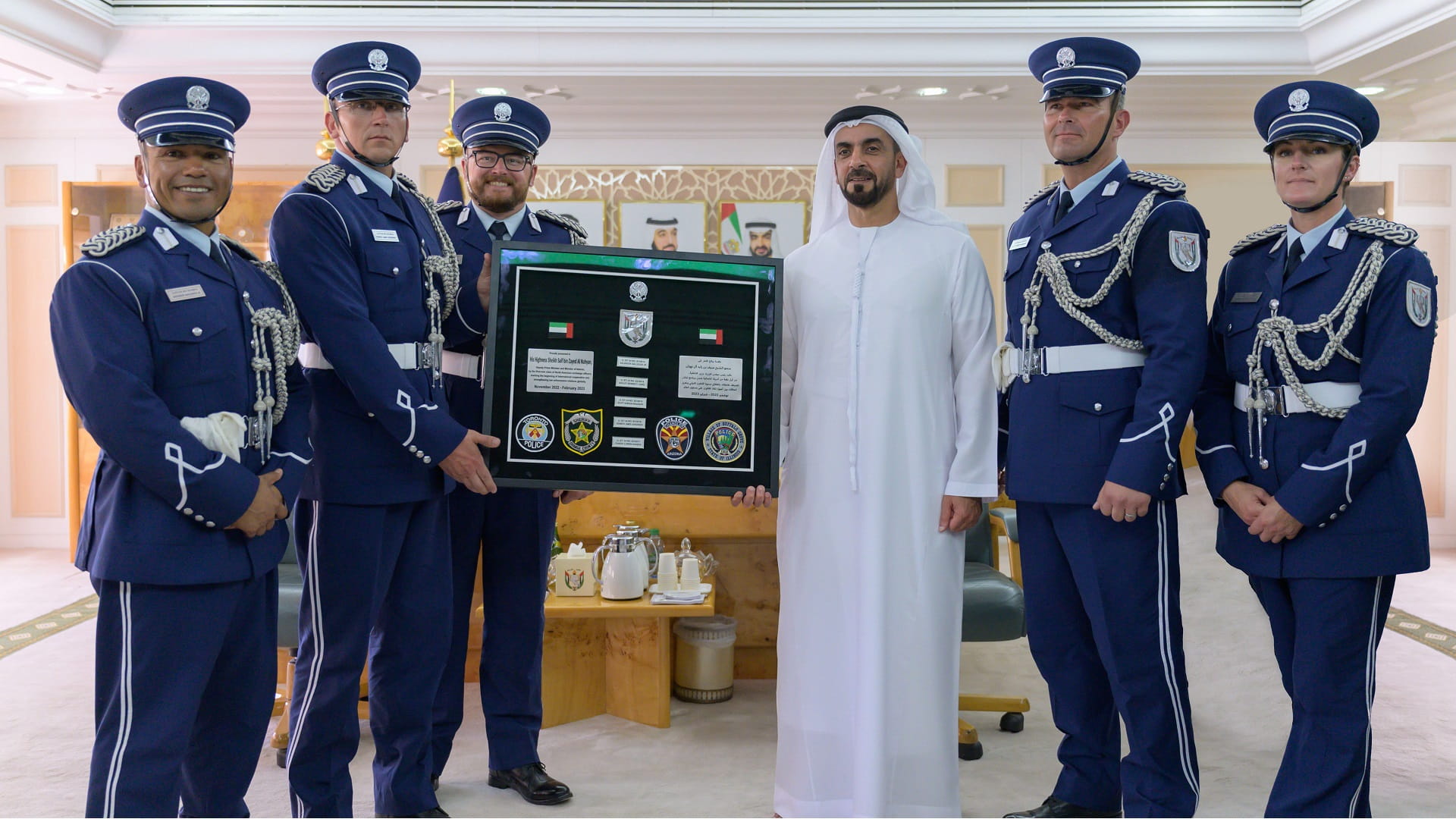 Image for the title: Saif bin Zayed meets US, Canada Police College graduate cadets 
