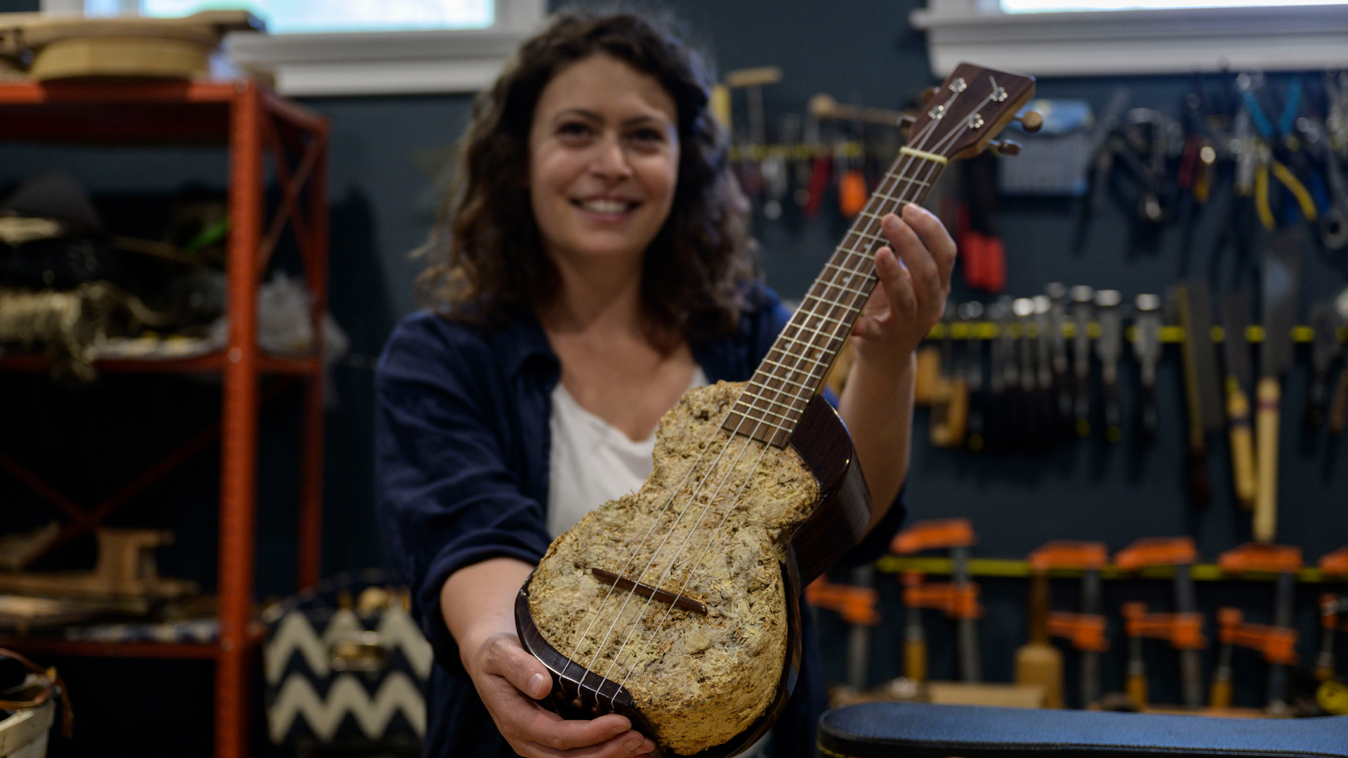 Image for the title: Meet the French luthier making music out of mushrooms 