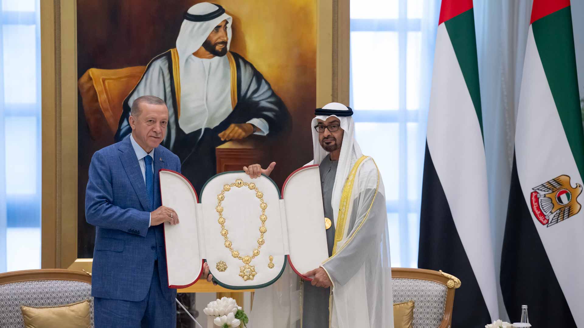 Image for the title: UAE President awards Order of Zayed to President Erdogan 