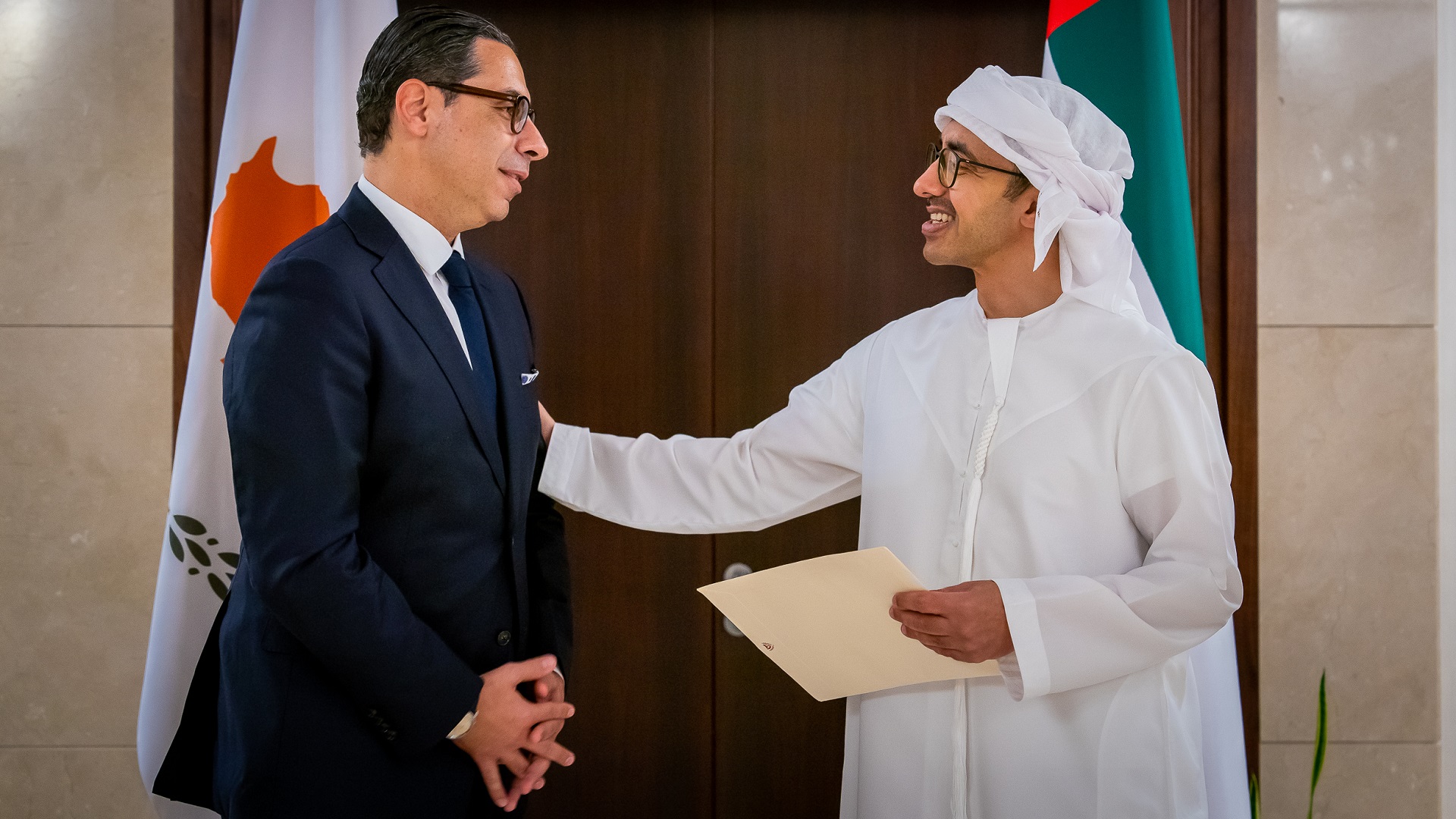 Image for the title: Mohamed bin Zayed receives written message from Pres. of Cyprus  