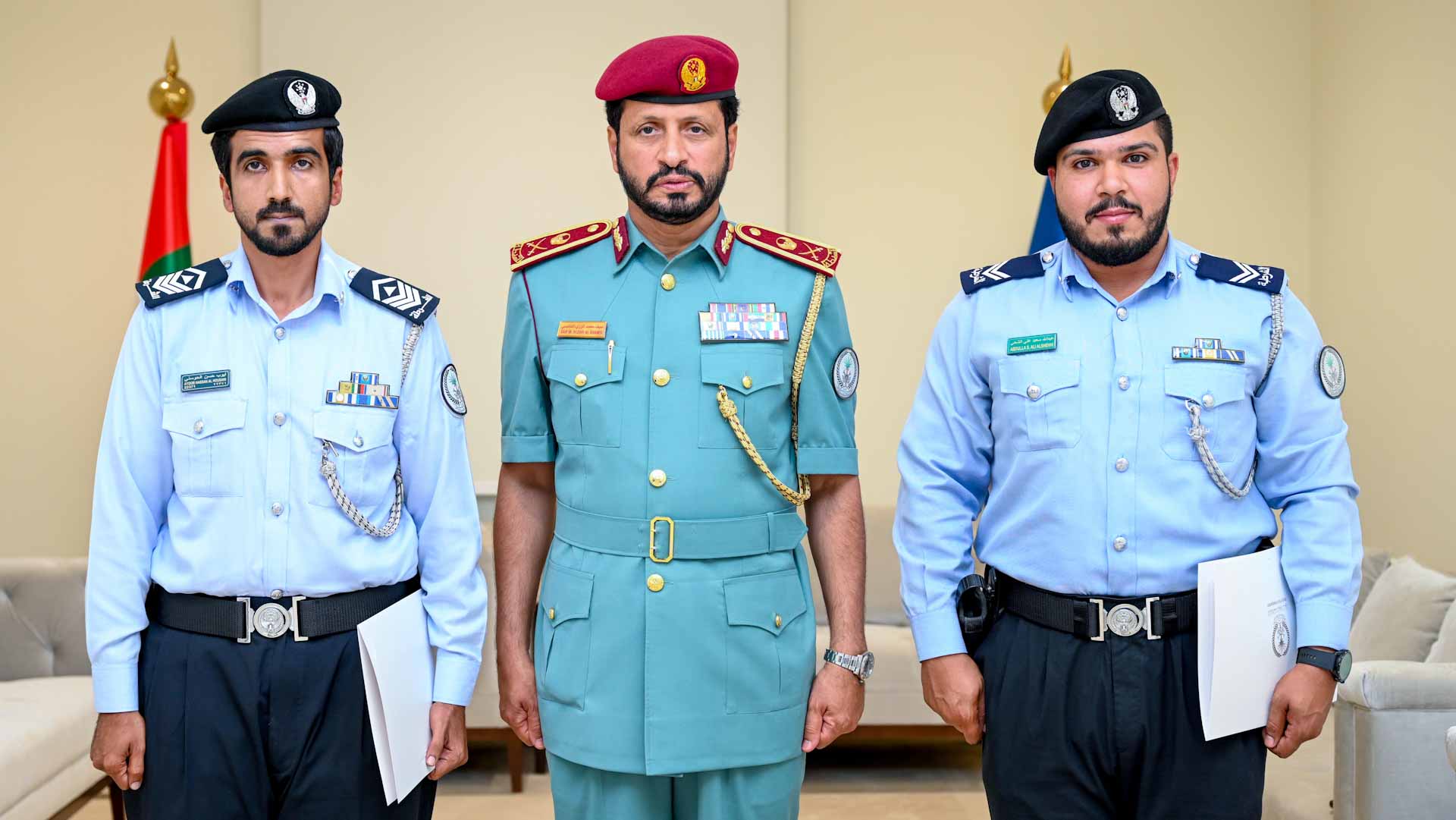 Image for the title: Al Shamsi honours 2 officers for their social responsibility 