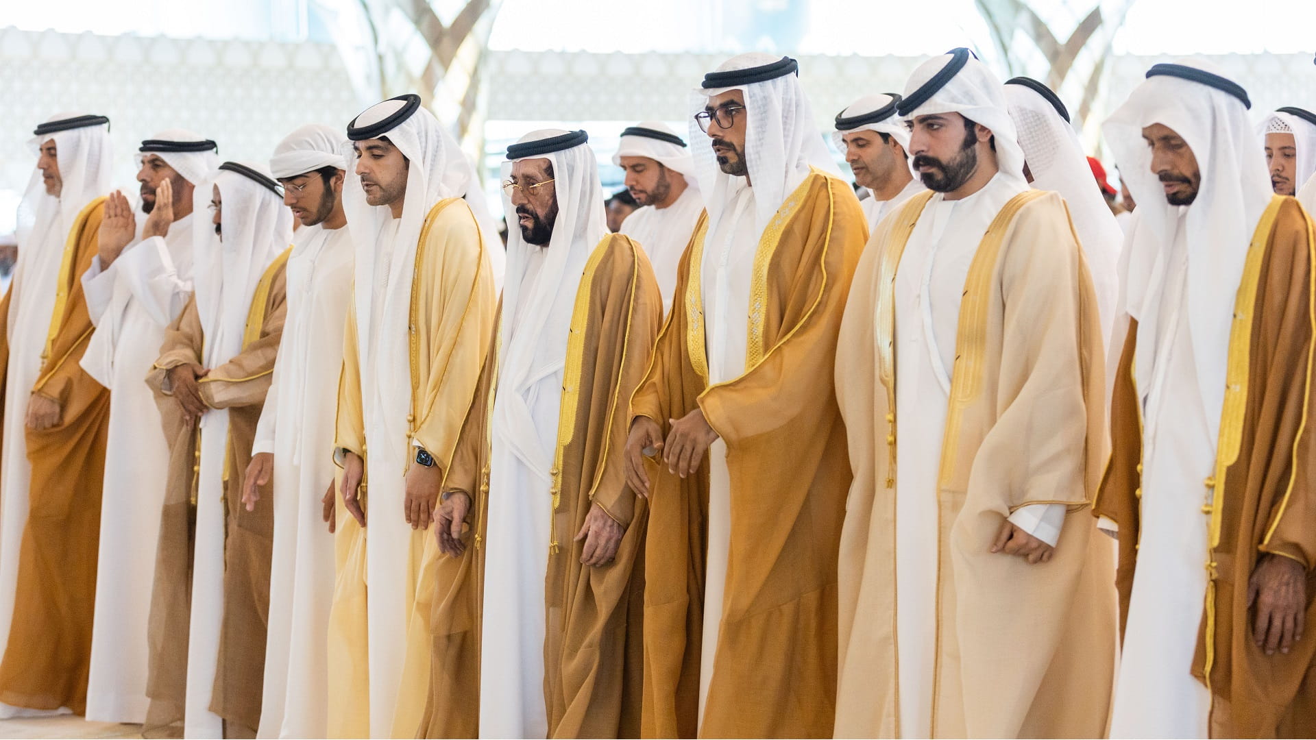 Image for the title: Tahnoun bin Mohammed performs Eid Al Adha prayer in Al Ain 
