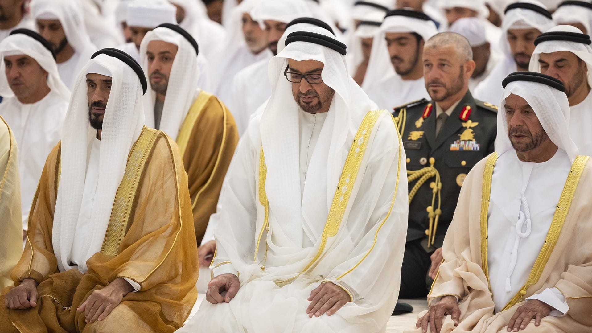 Image for the title: UAE Pres. performs Eid Al Adha prayer at Sheikh Zayed Grand Mosque 