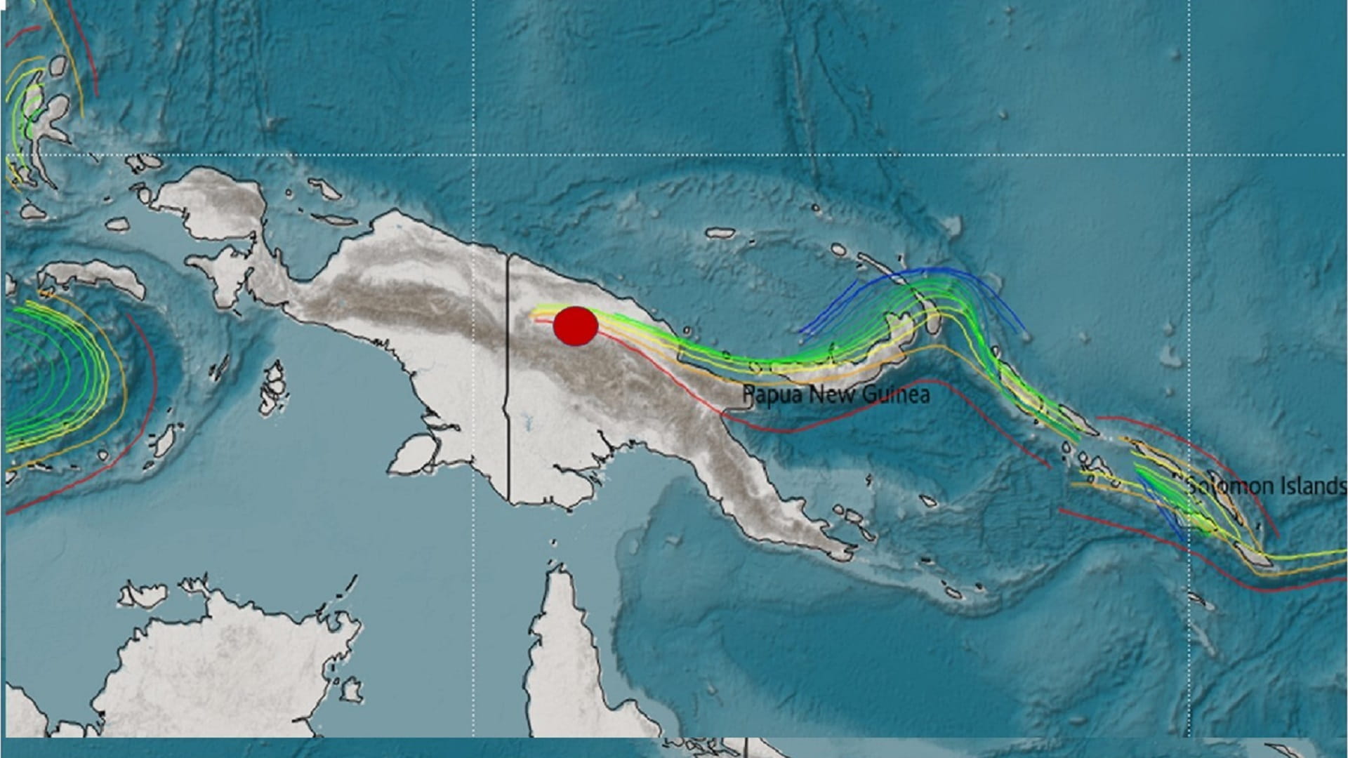 صورة بعنوان: الشبكة الوطنية تسجل زلزالاً بقوة 7.1 درجة في بابوا غينيا الجديدة 