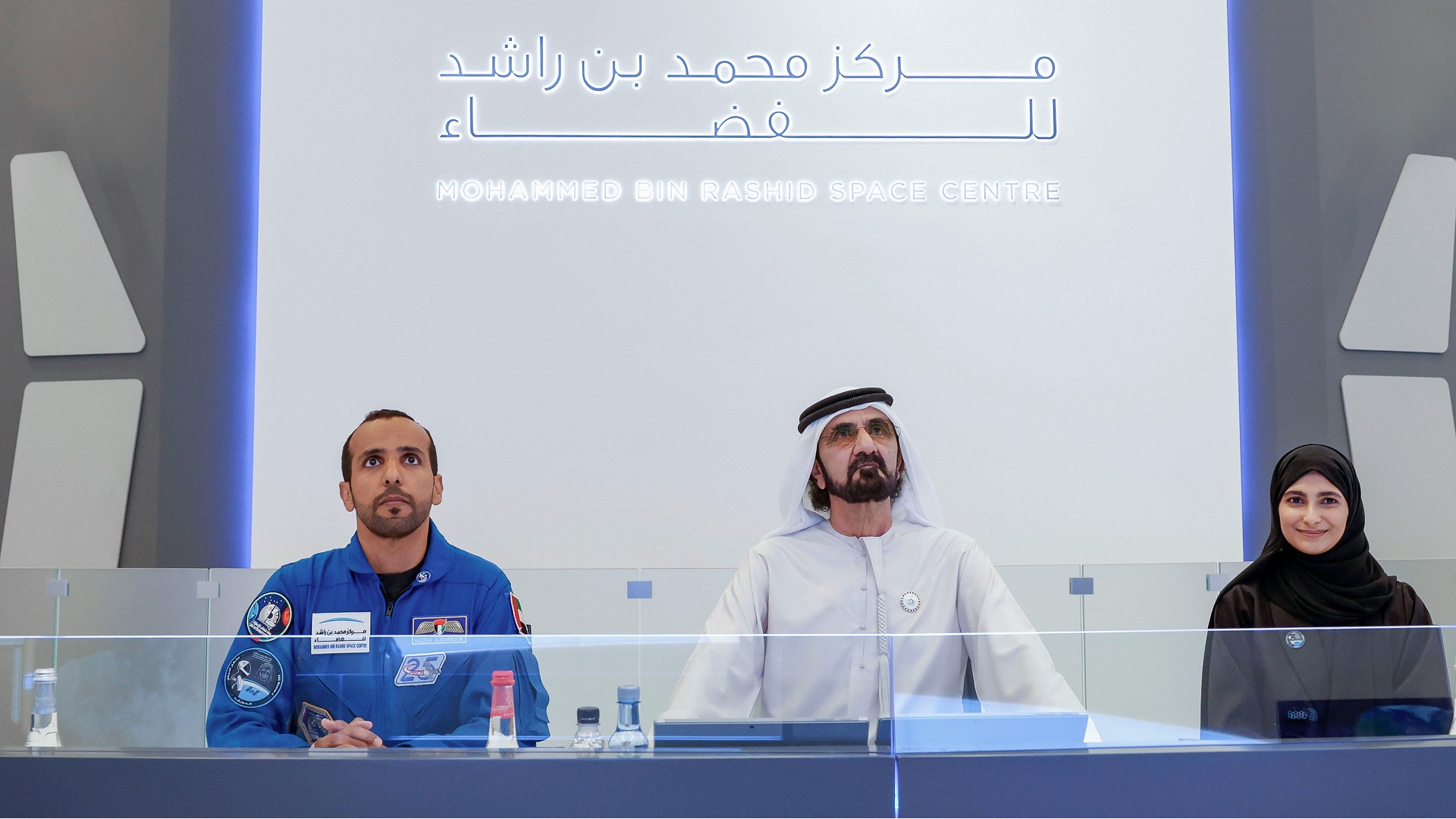 Image for the title: Mohammed bin Rashid speaks with AlNeyadi in live call from ISS 