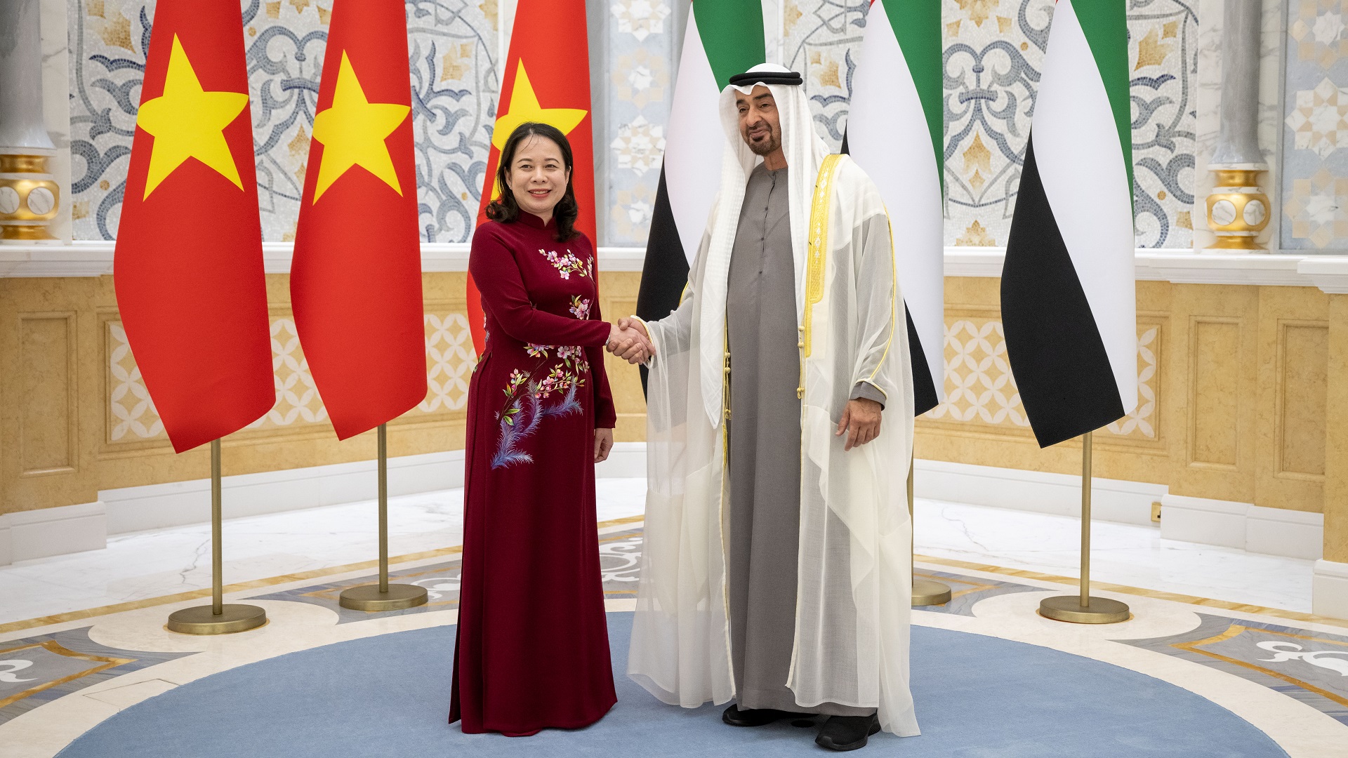 Image for the title: Mohamed bin Zayed, VP of Vietnam discuss bilateral relations 