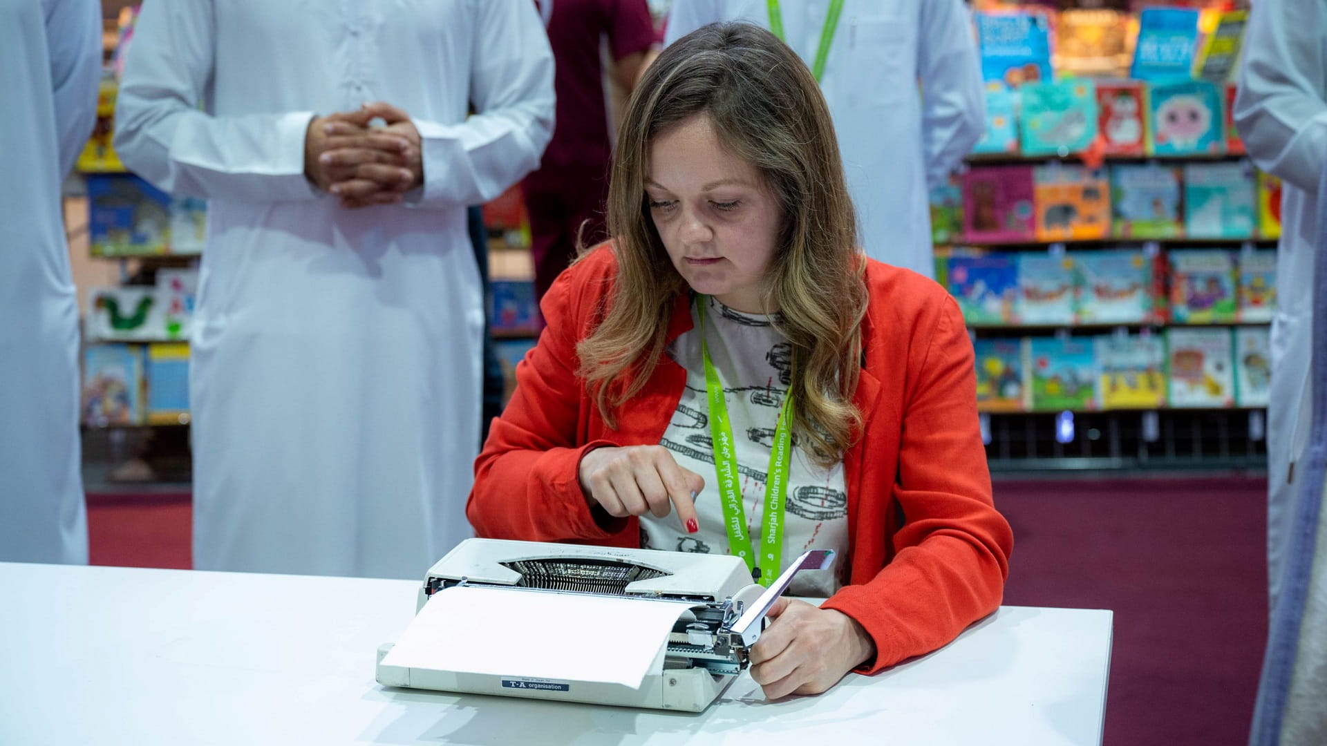 Image for the title: Typewriter artist impresses audiences with drawings at SCRF 