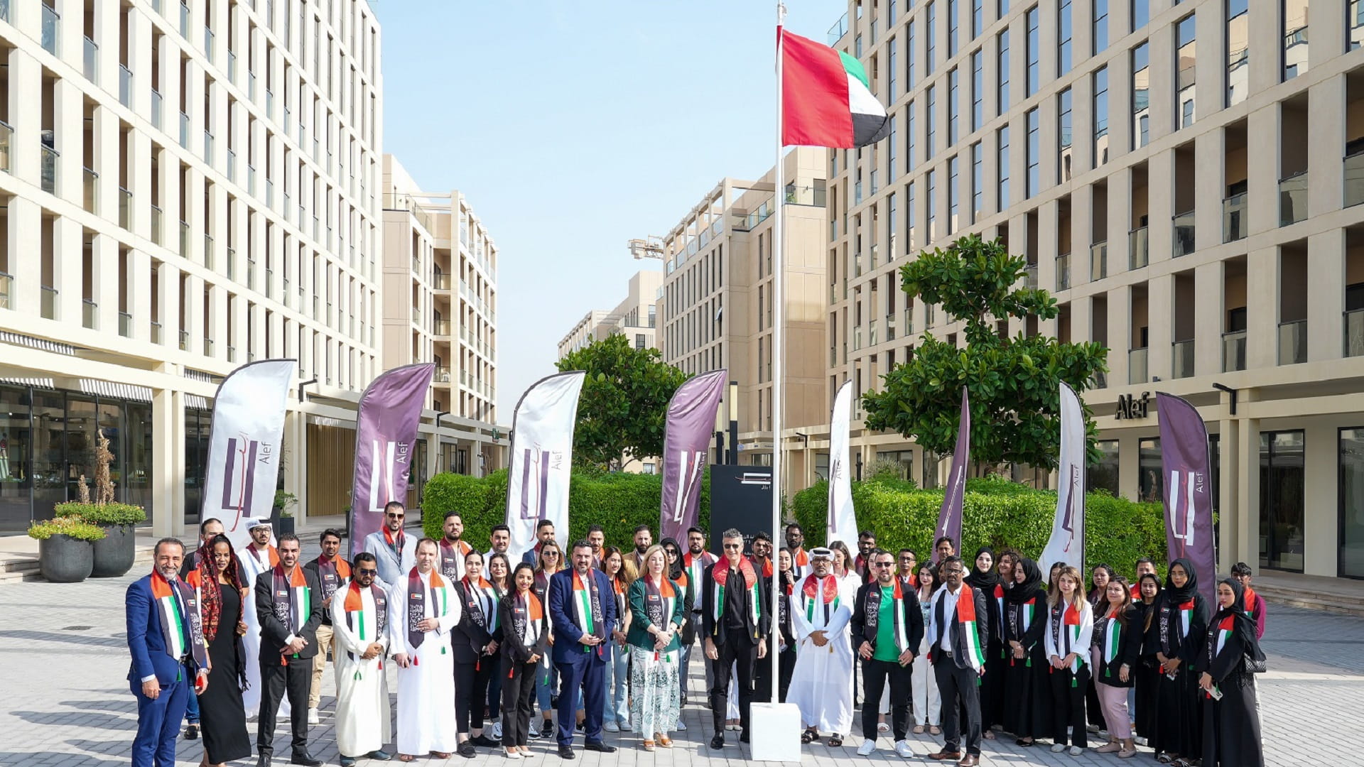 Image for the title: Alef Group commemorates UAE Flag Day with notable gathering 