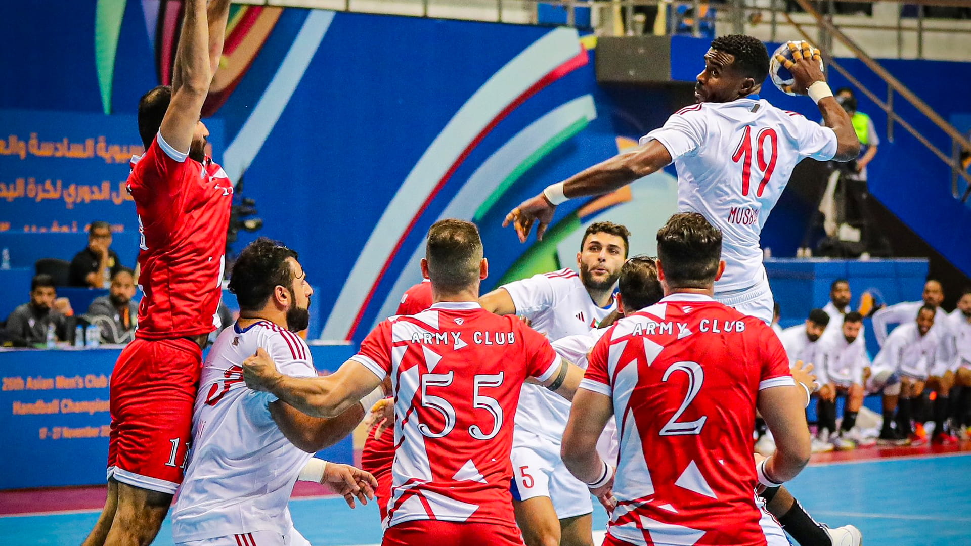 Image for the title: Sharjah defeats Al-Jaish 35 - 16 in Asian Handball Championship 