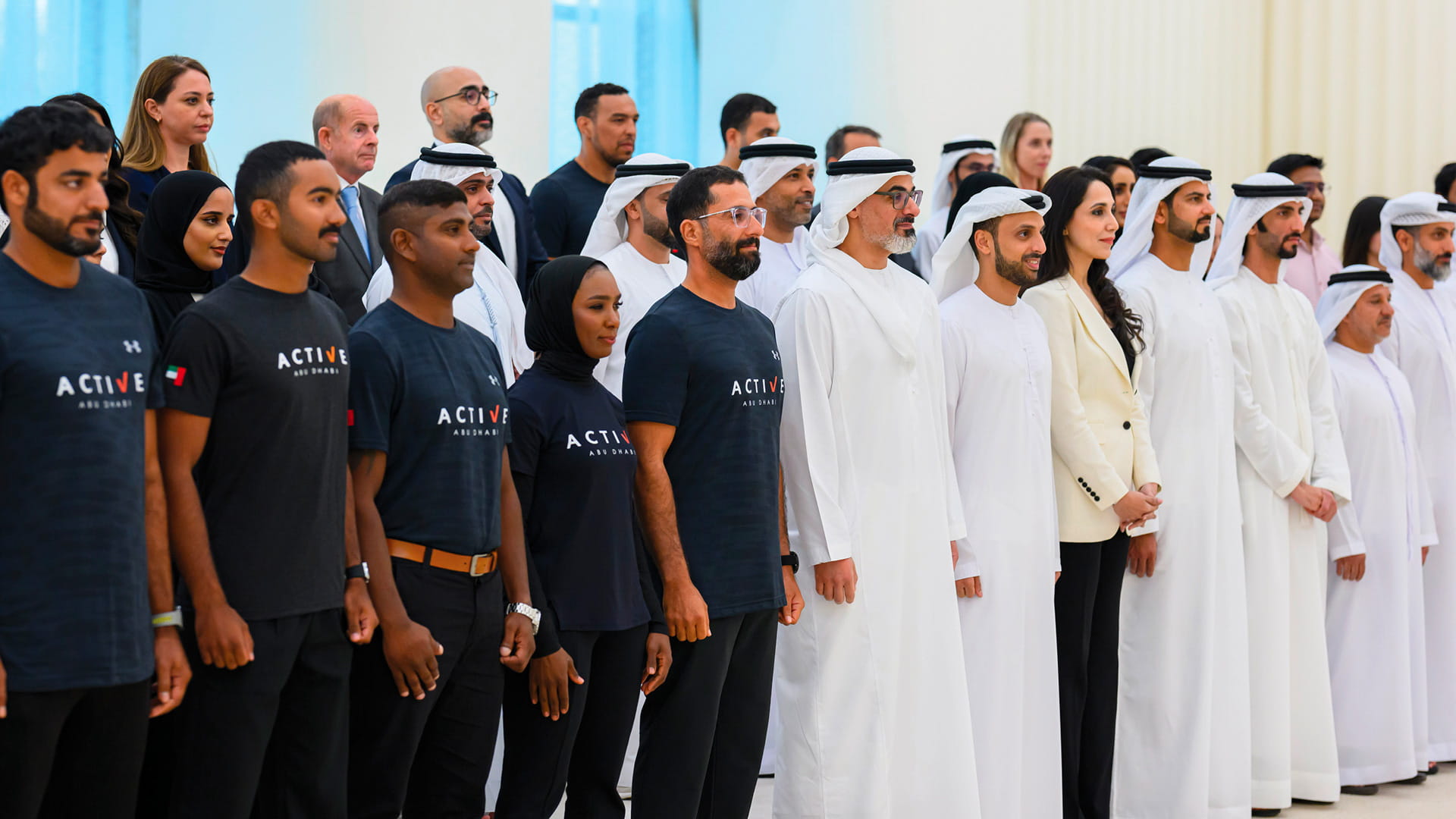 Image for the title: Khaled bin Mohamed bin Zayed receives Active Abu Dhabi team 