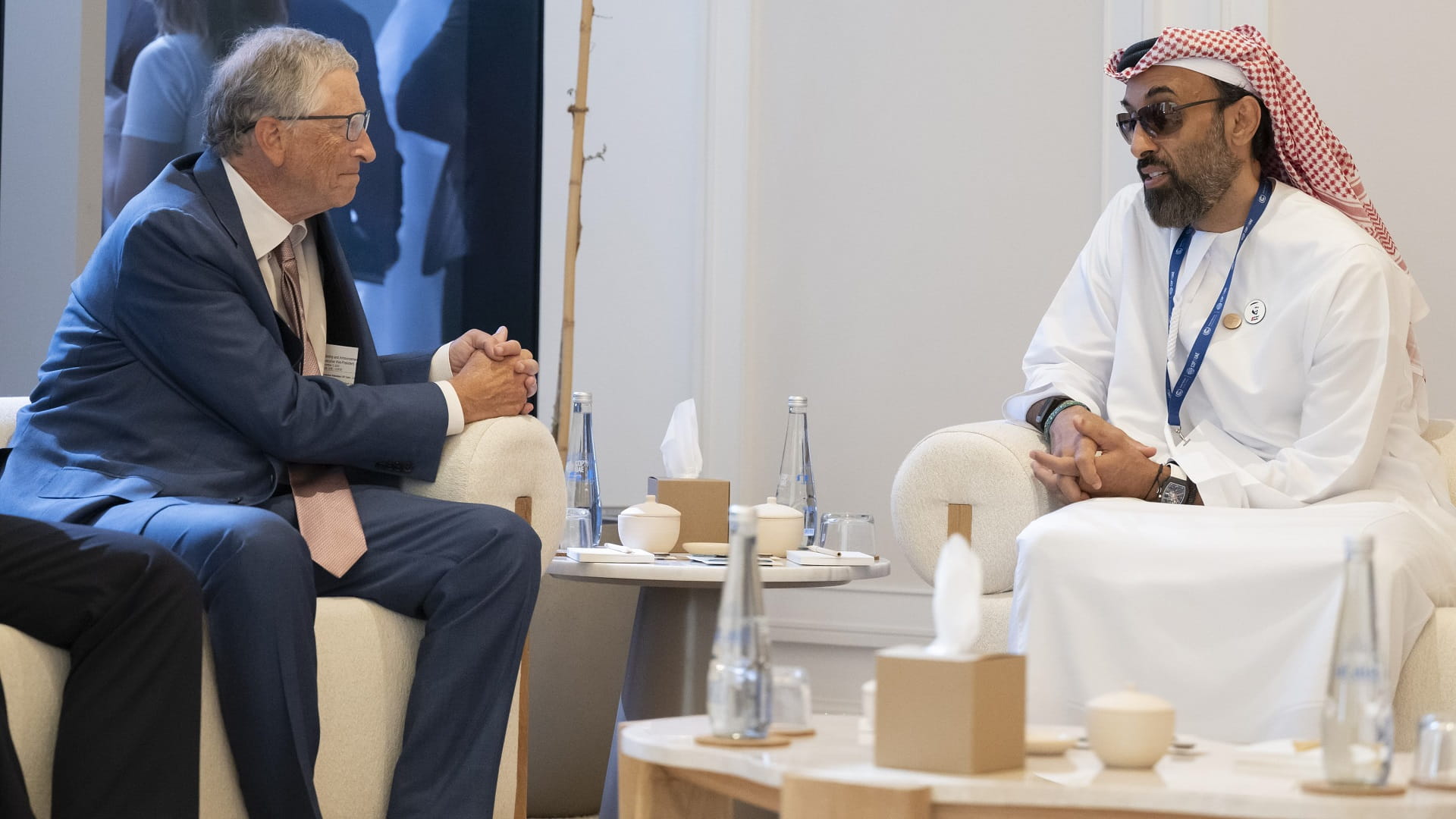 Image for the title: Tahnoun bin Zayed meets Bill Gates on sidelines of COP28 in Dubai 