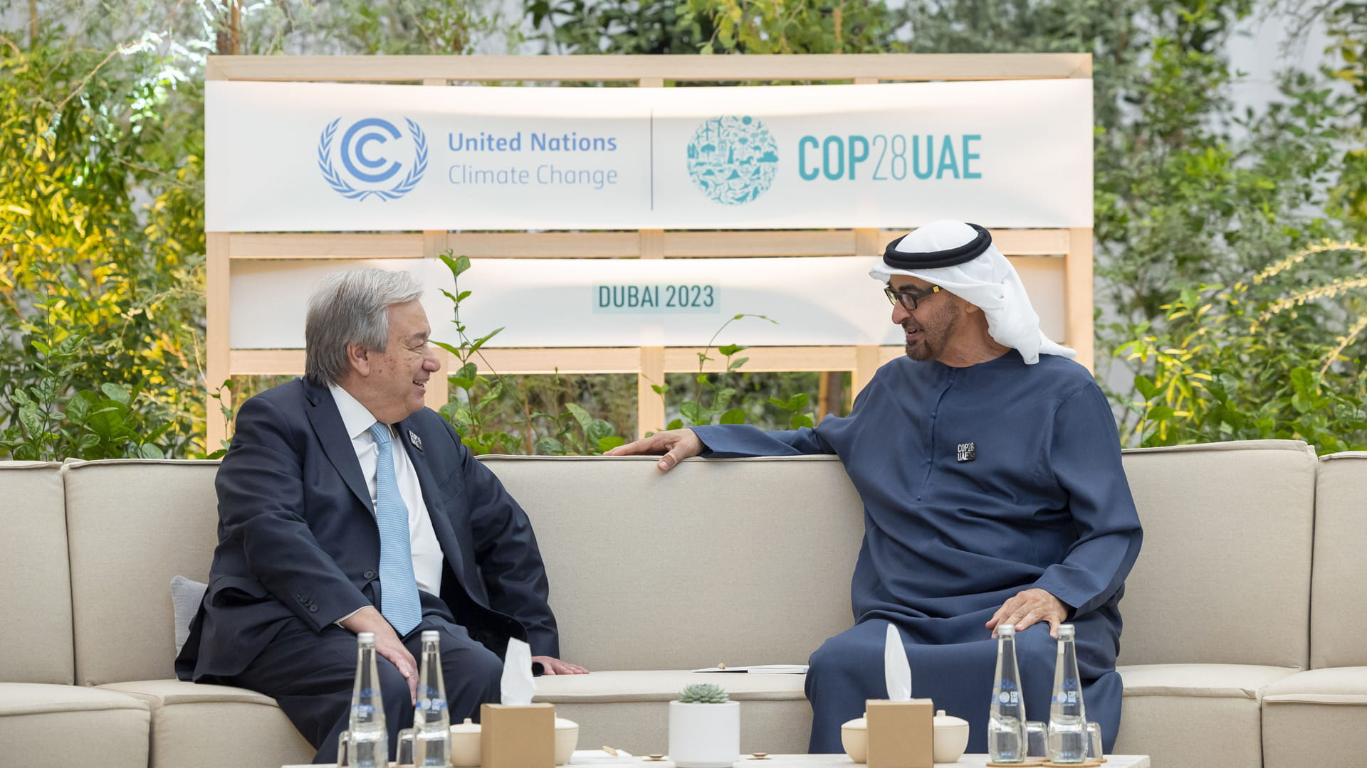 Image for the title: Mohamed bin Zayed, Guterres discuss COP28 agenda, regional devt. 