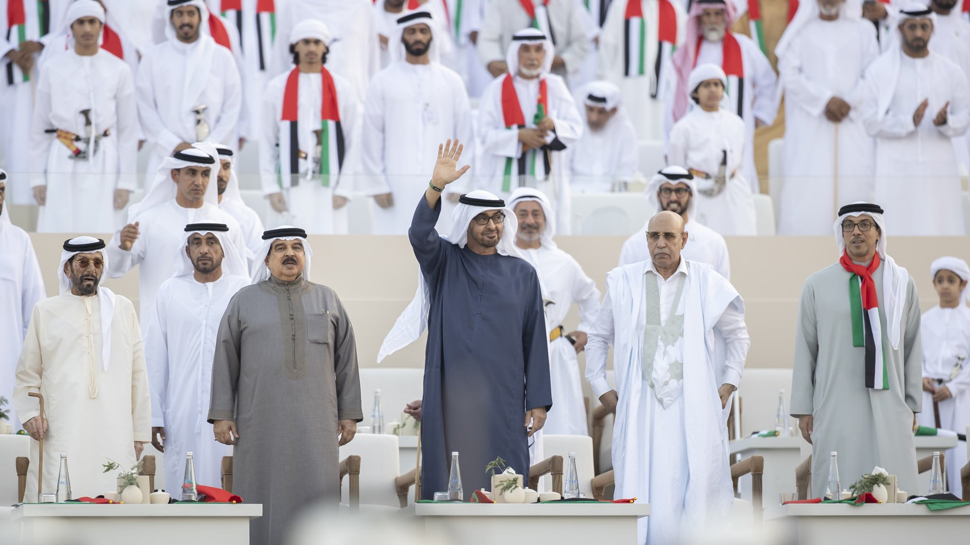 Image for the title: Mohamed bin Zayed, UAE guests witness March of the Union 