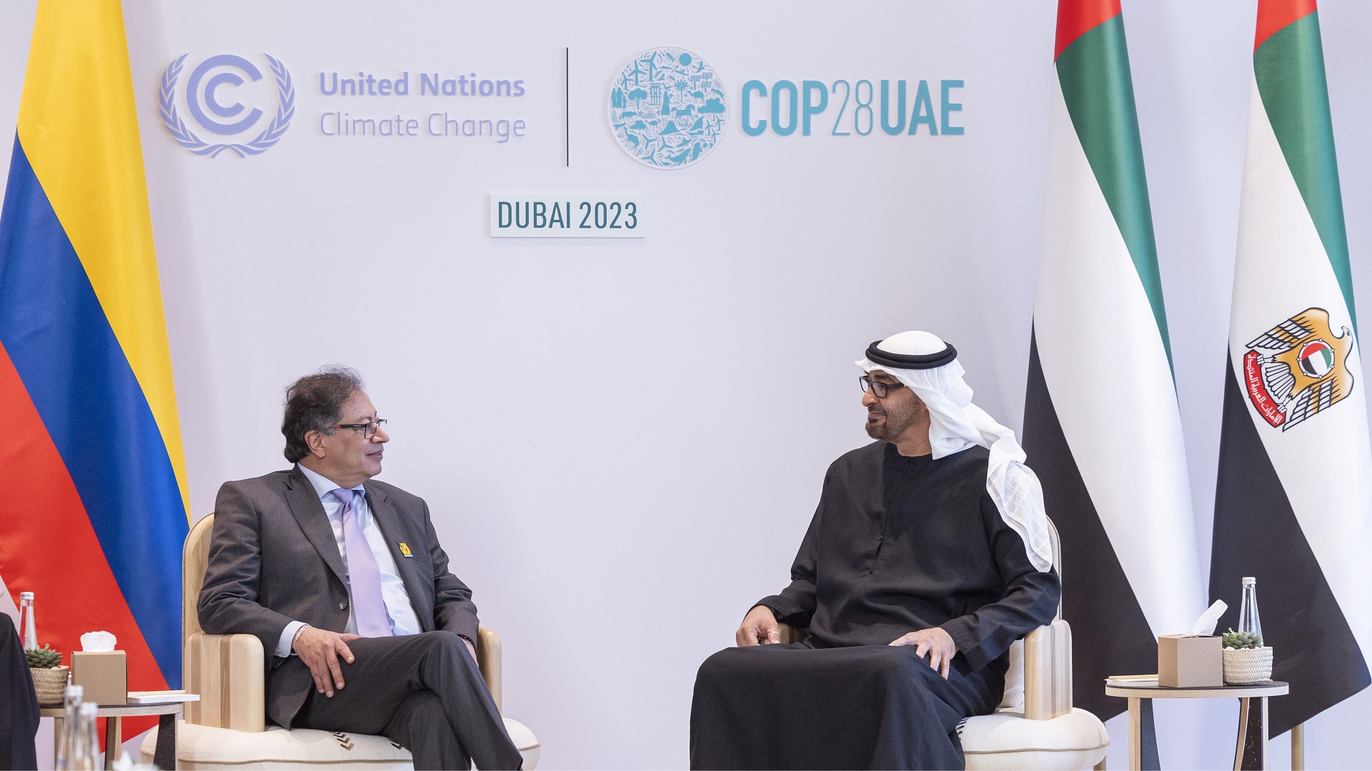 Image for the title: UAE, Colombia Presidents discuss bilateral relations and COP28 