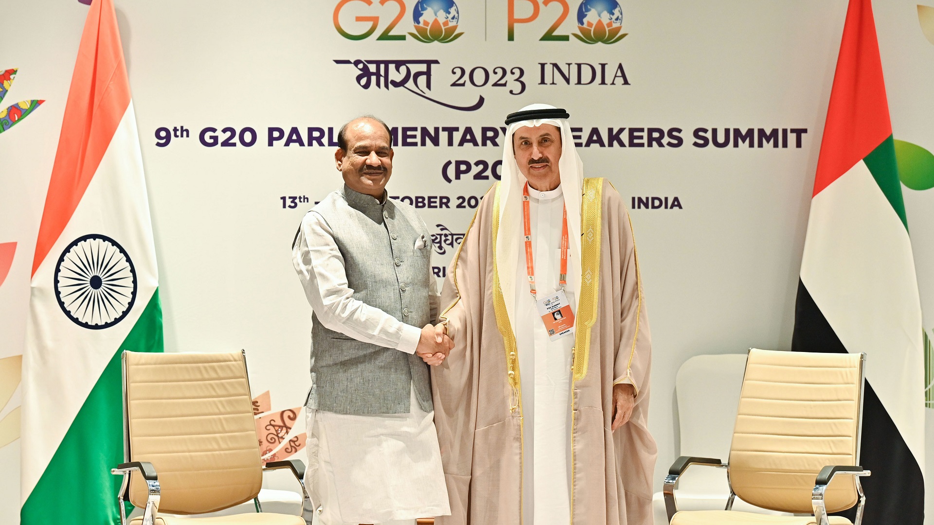 Image for the title: Saqr Ghobash meets India's Lok Sabha Speaker 