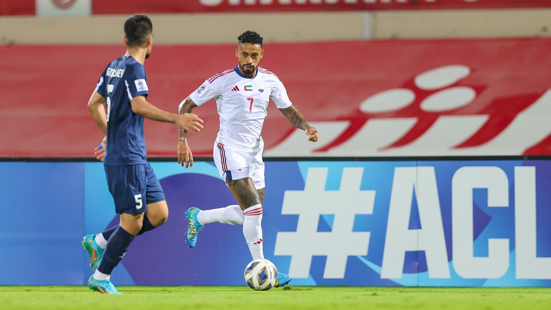 Image for the title: AFC Champions League.. Sharjah beat Uzbek Nasaf, top G2 