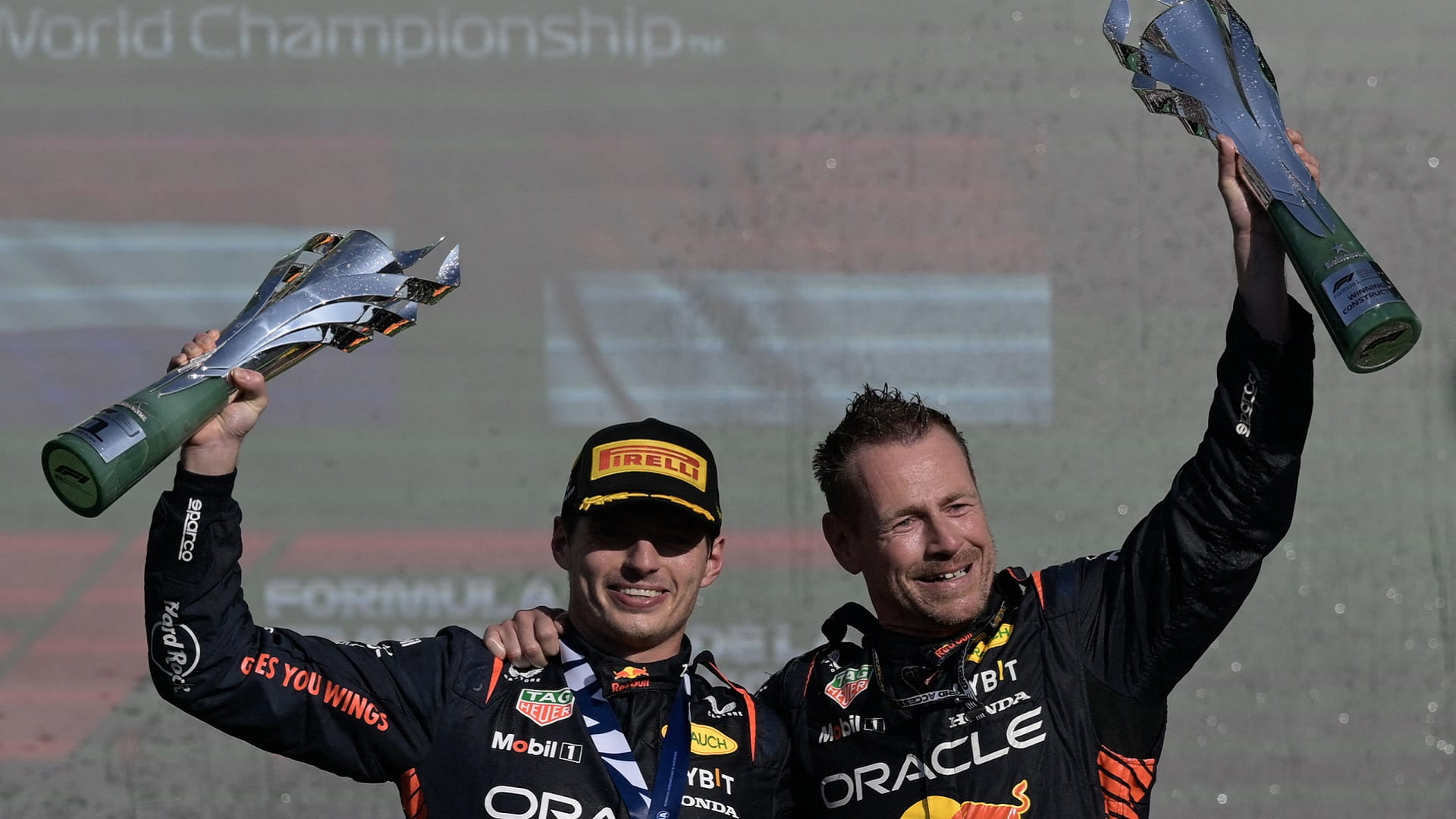 Image for the title: Verstappen claims record victory to draw level with Prost 