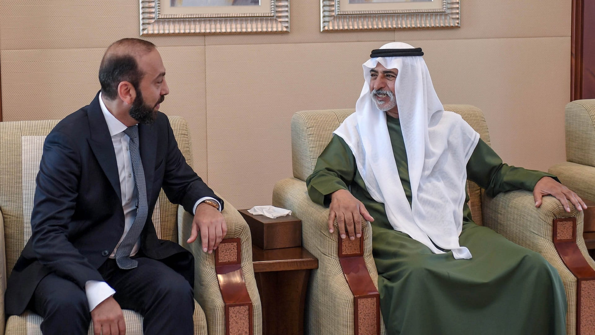 Image for the title: Nahyan bin Mubarak meets Armenia FM 